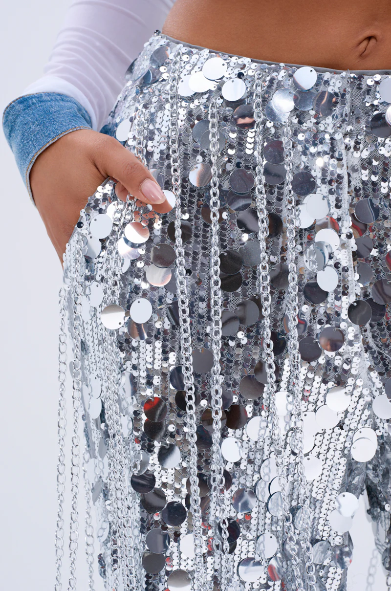 EXPENSIVE TASTE STRETCHY SEQUIN CHAIN PANTS - Image 8