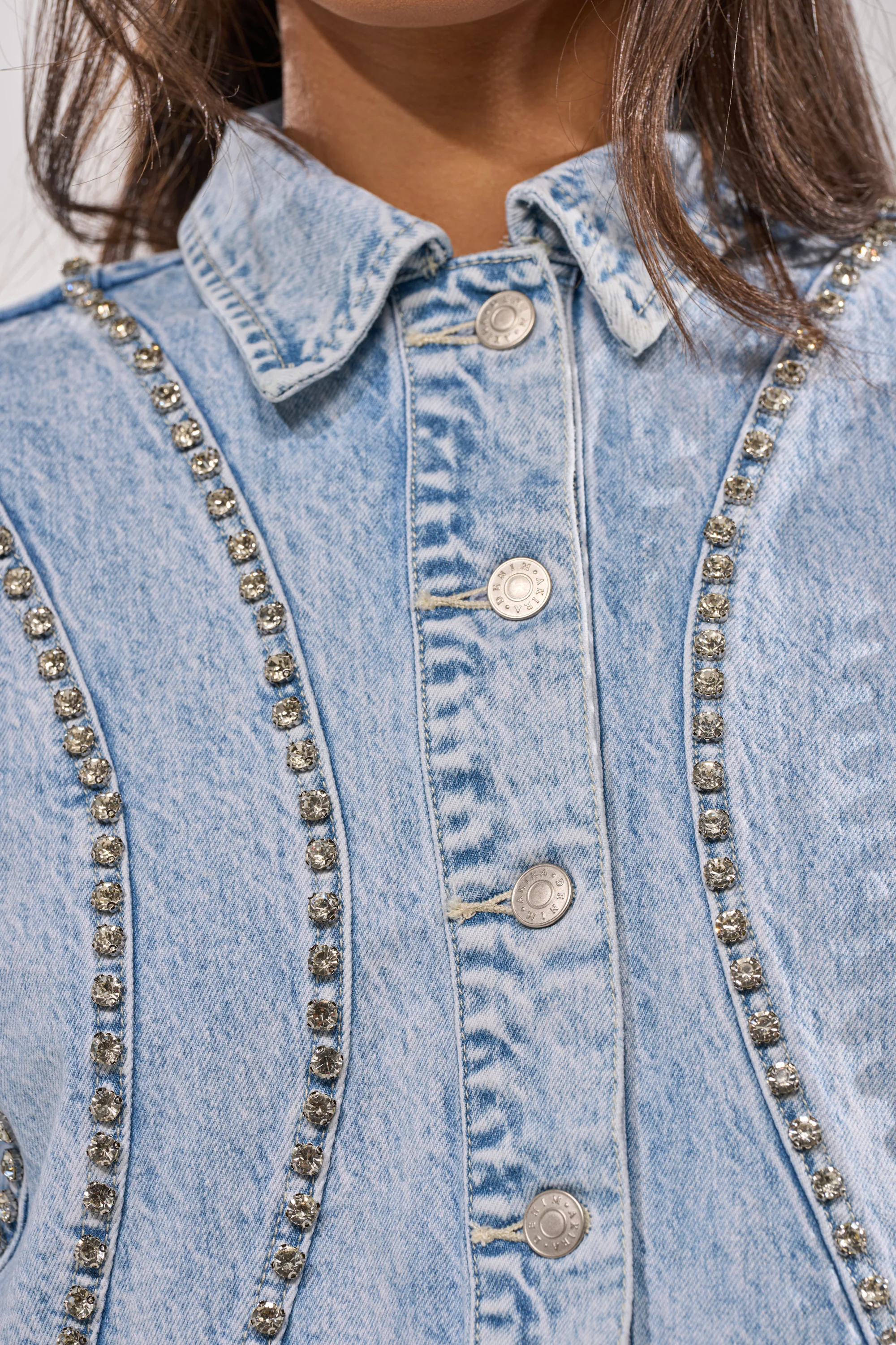 EXTRA EXTRA EMBELLISHED DENIM JACKET IN LIGHT BLUE - Image 6