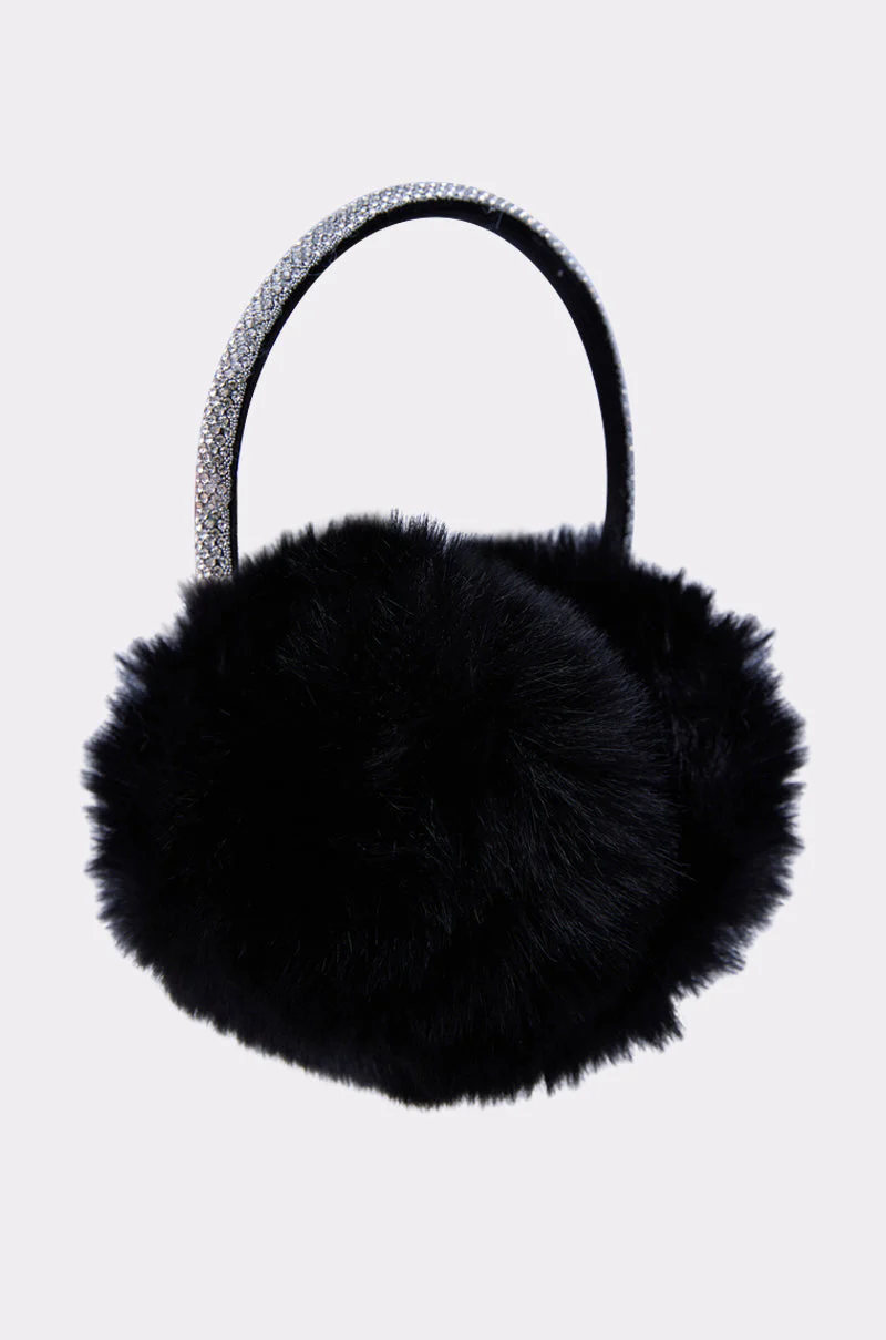 EXTRA RHINESTONE EAR MUFFS IN BLACK - Image 9