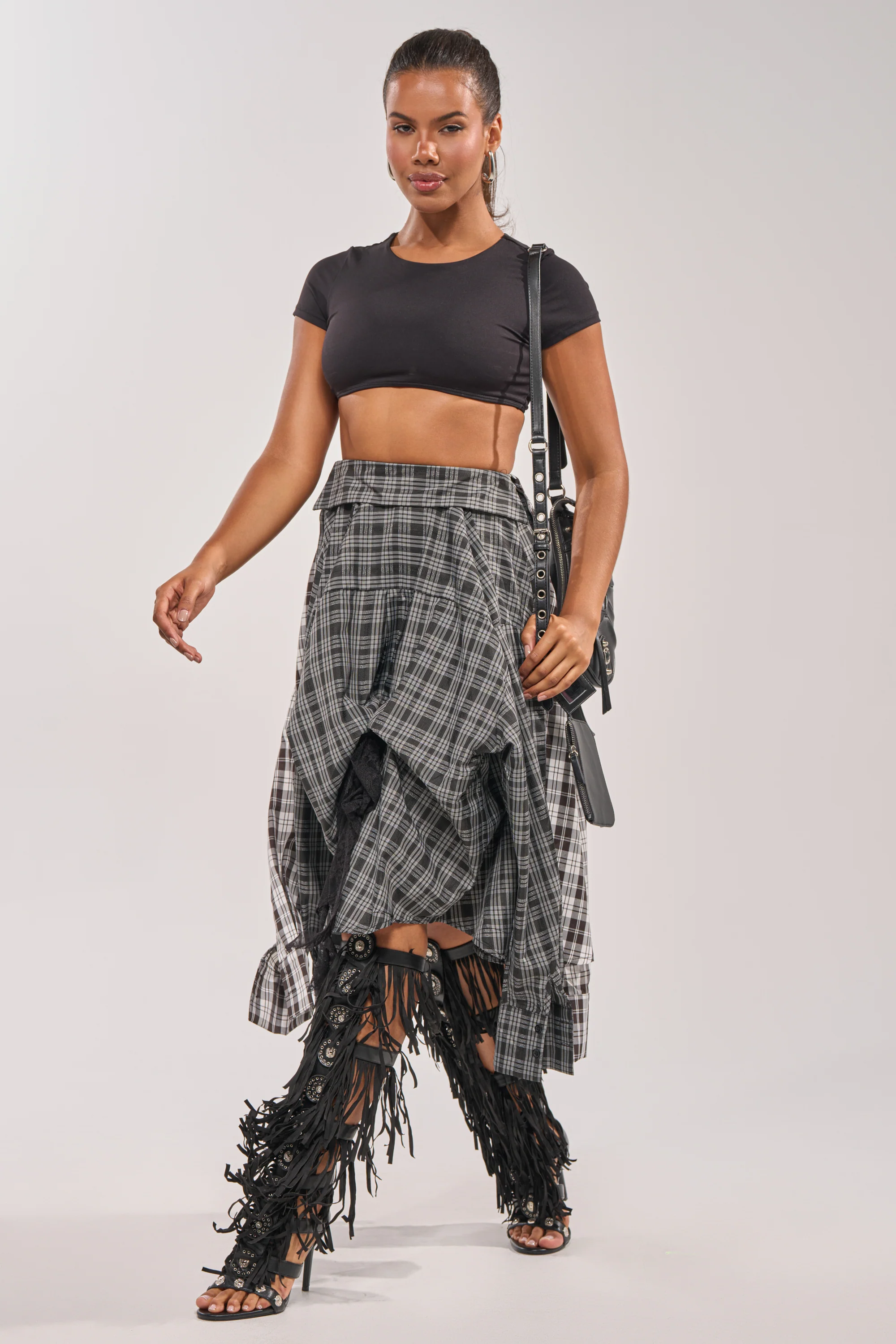 FALL VIBES PLAID MIDI SKIRT - Image 4