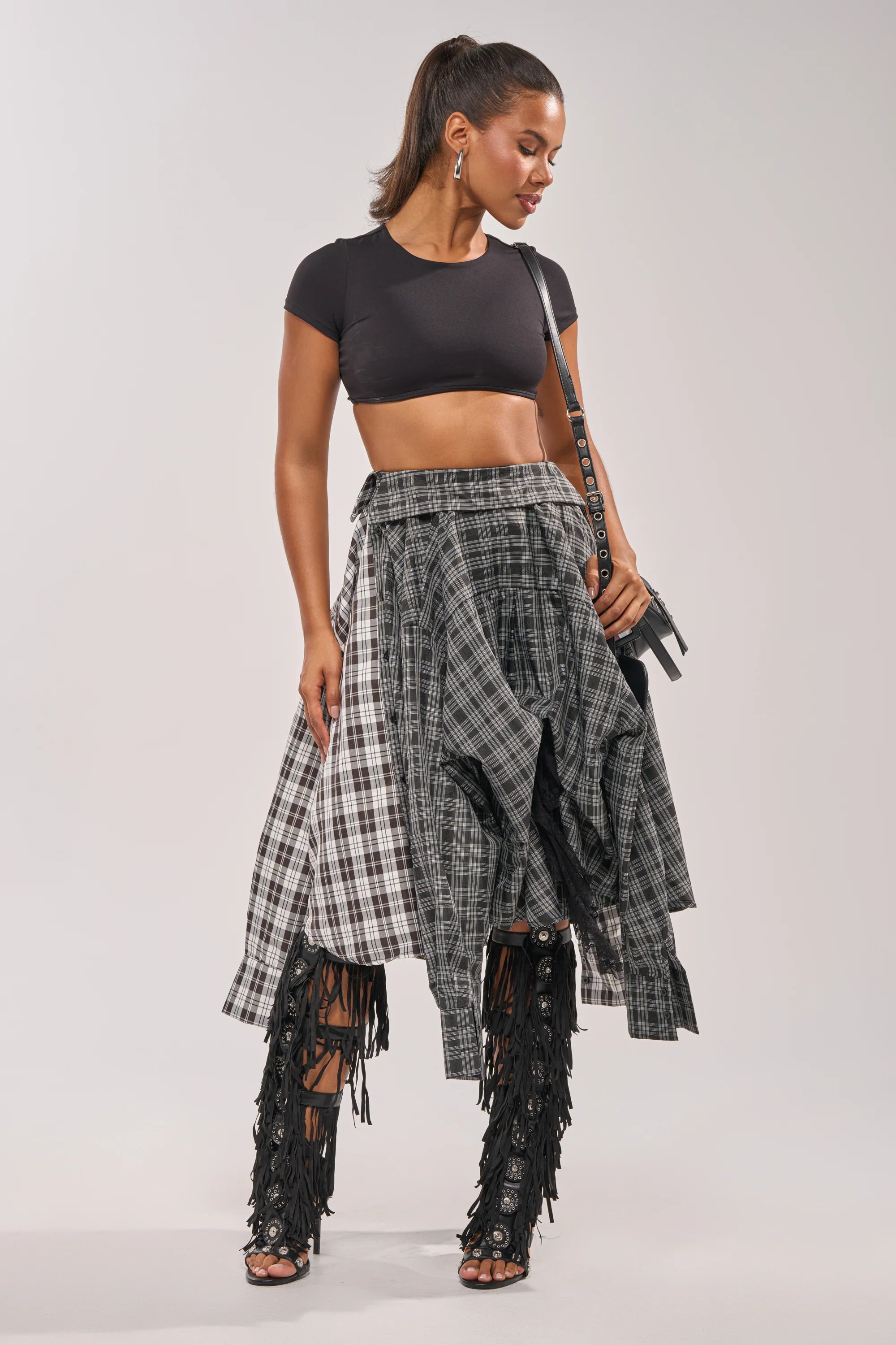FALL VIBES PLAID MIDI SKIRT - Image 9