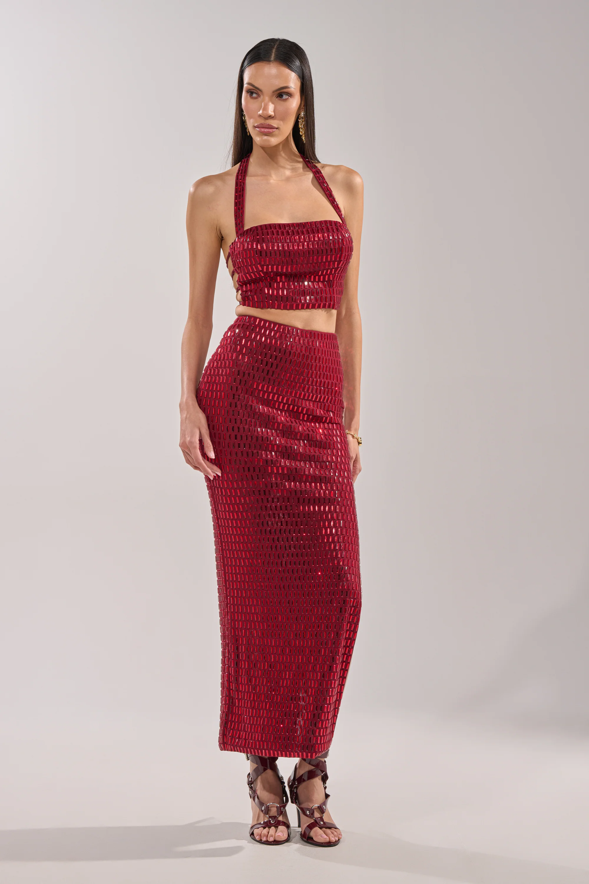 FALLING IN LOVE RHINESTONE MAXI SKIRT