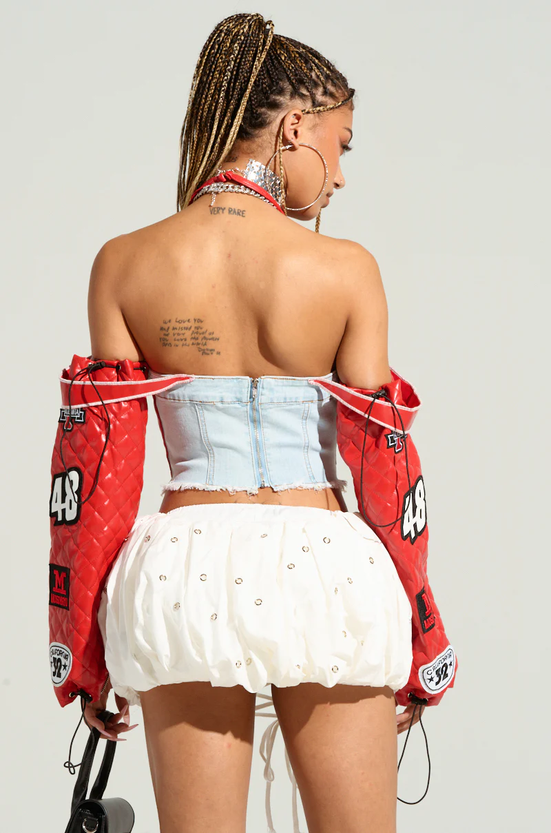 FAST MOTION CUT OUT CORSET MOTO DENIM TOP - Image 4