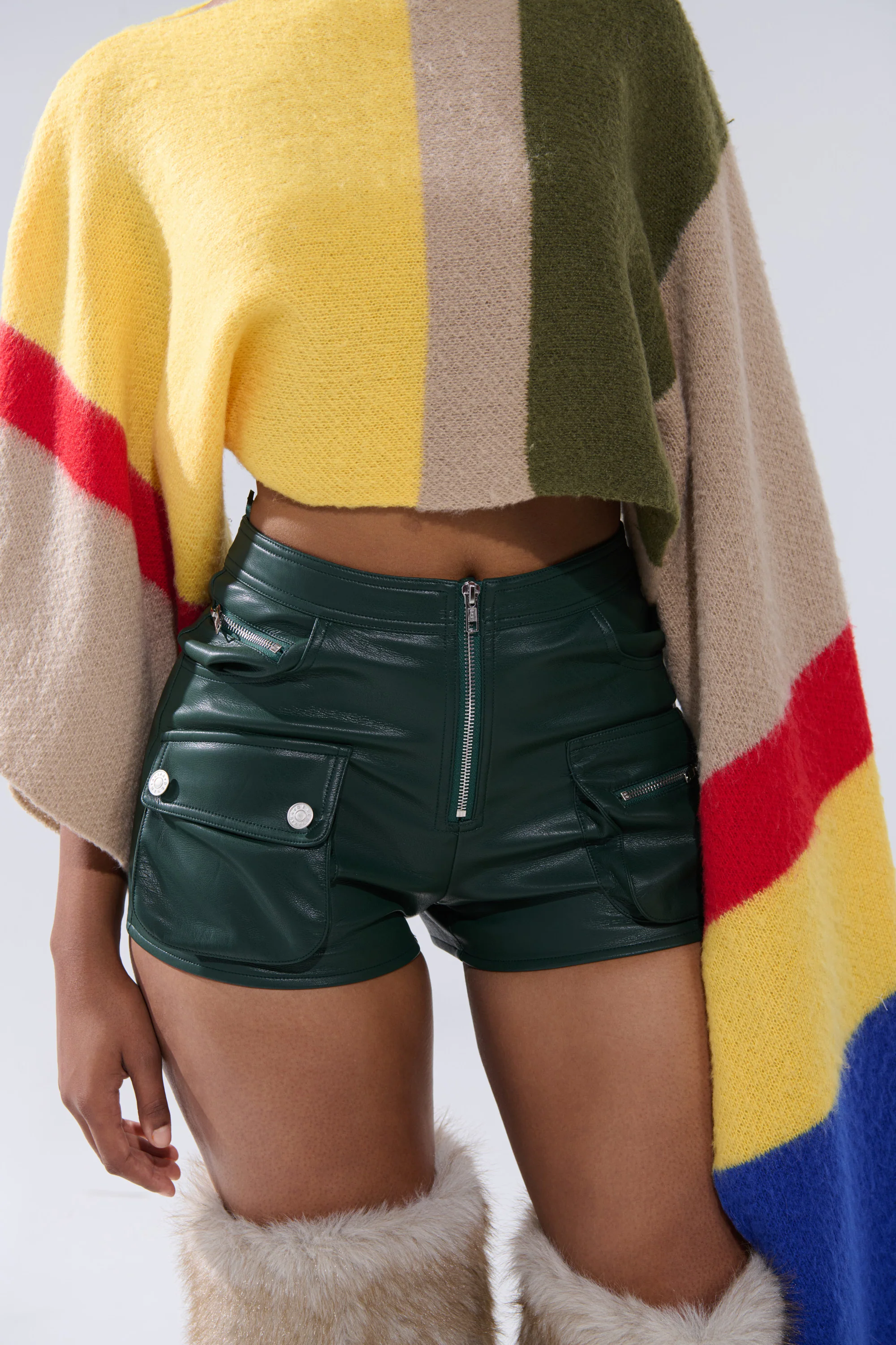 FAUX LEATHER MINI CARGO SHORTS - Image 7