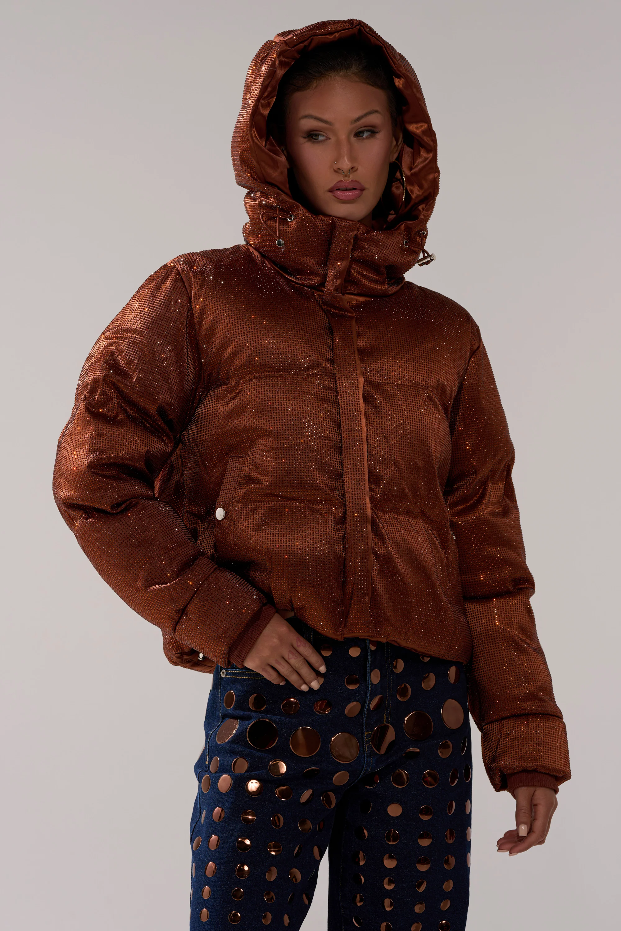FAYE RHINESTONE PUFFER IN COPPER - Image 2