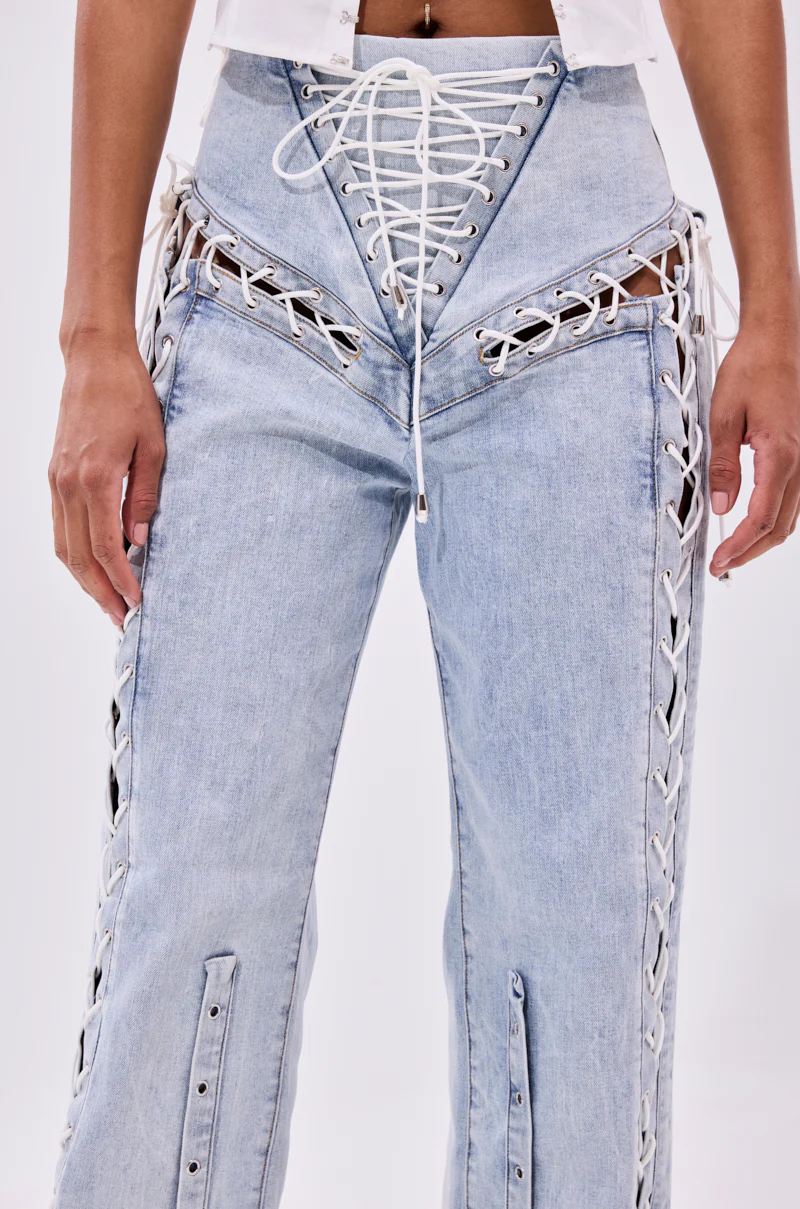 FEELING BLESSED LACE UP DENIM - Image 5