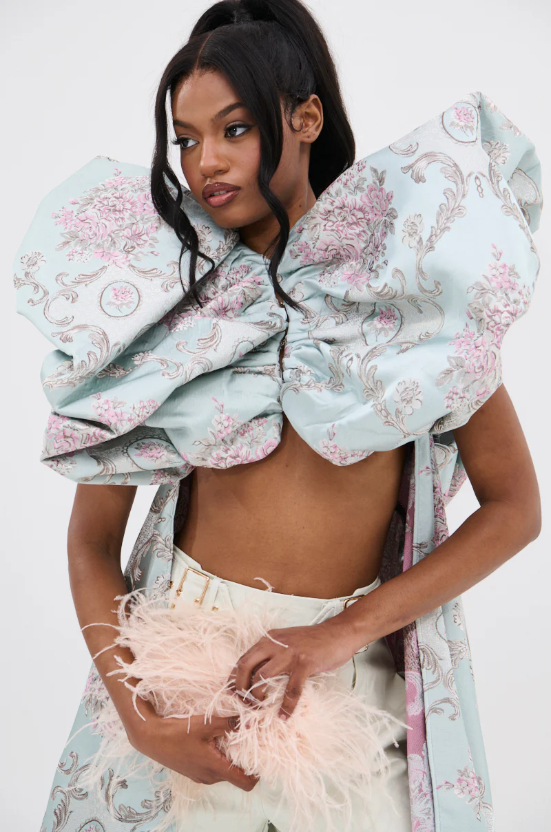 FEELING HEAVENLY BROCADE SHORT SLEEVE BLOUSE - Image 8