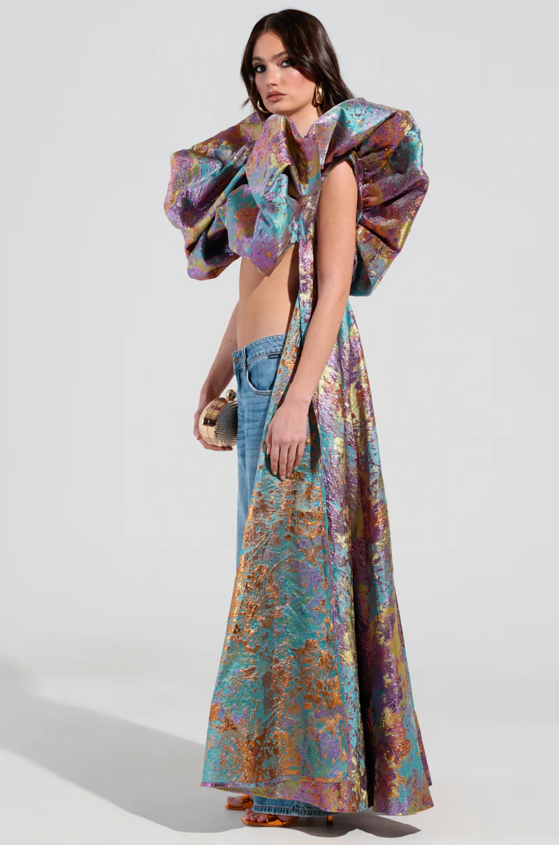 FEELING HEAVENLY BROCADE SHORT SLEEVE BLOUSE - Image 4