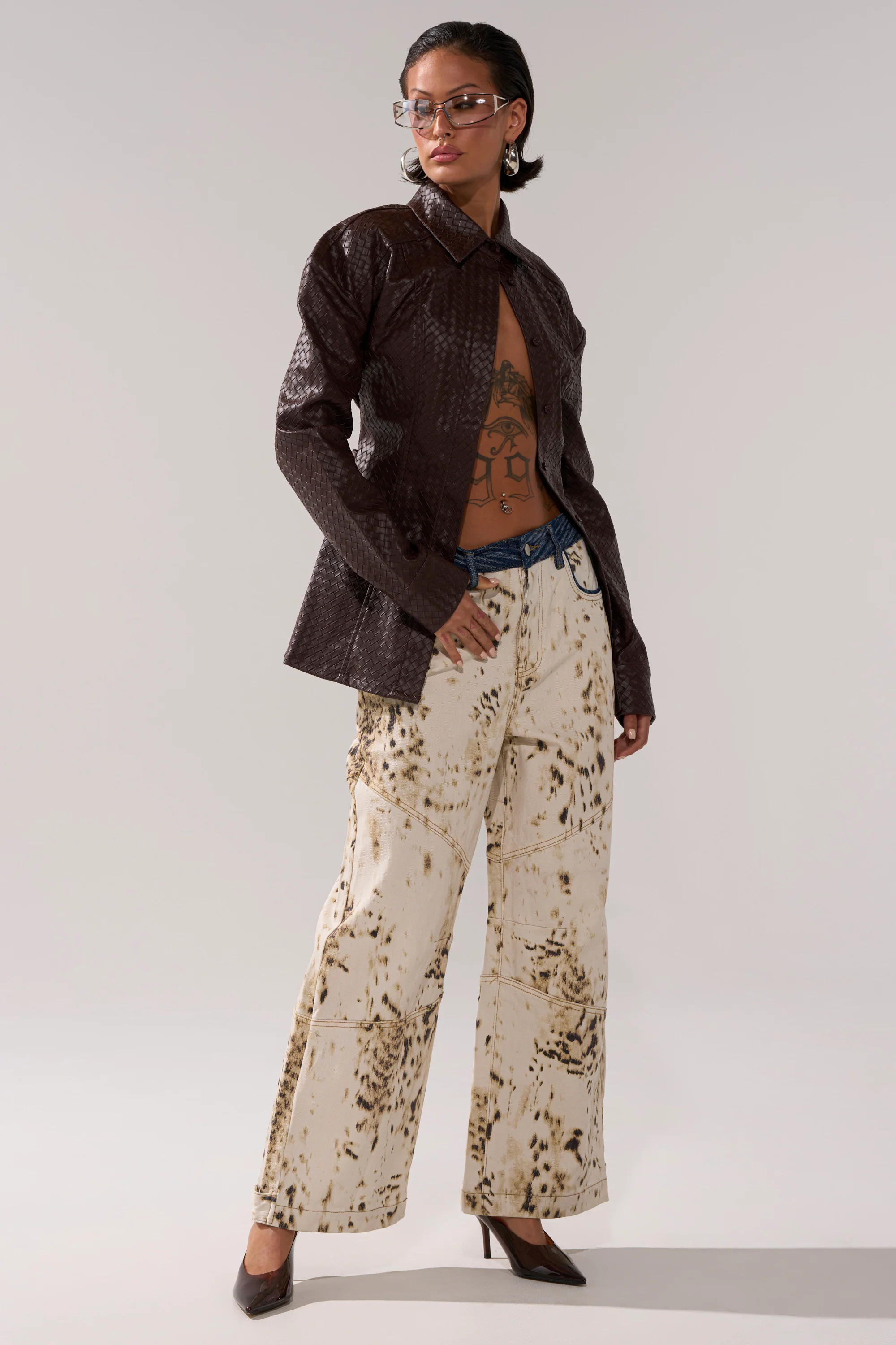 FEELING RICH FAUX LEATHER BUTTON DOWN - Image 5