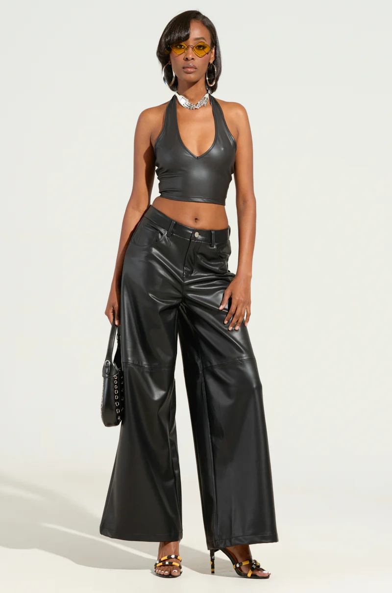 FEELS LIKE BUTTER FAUX LEATHER WIDE LEG PANTS - Image 2