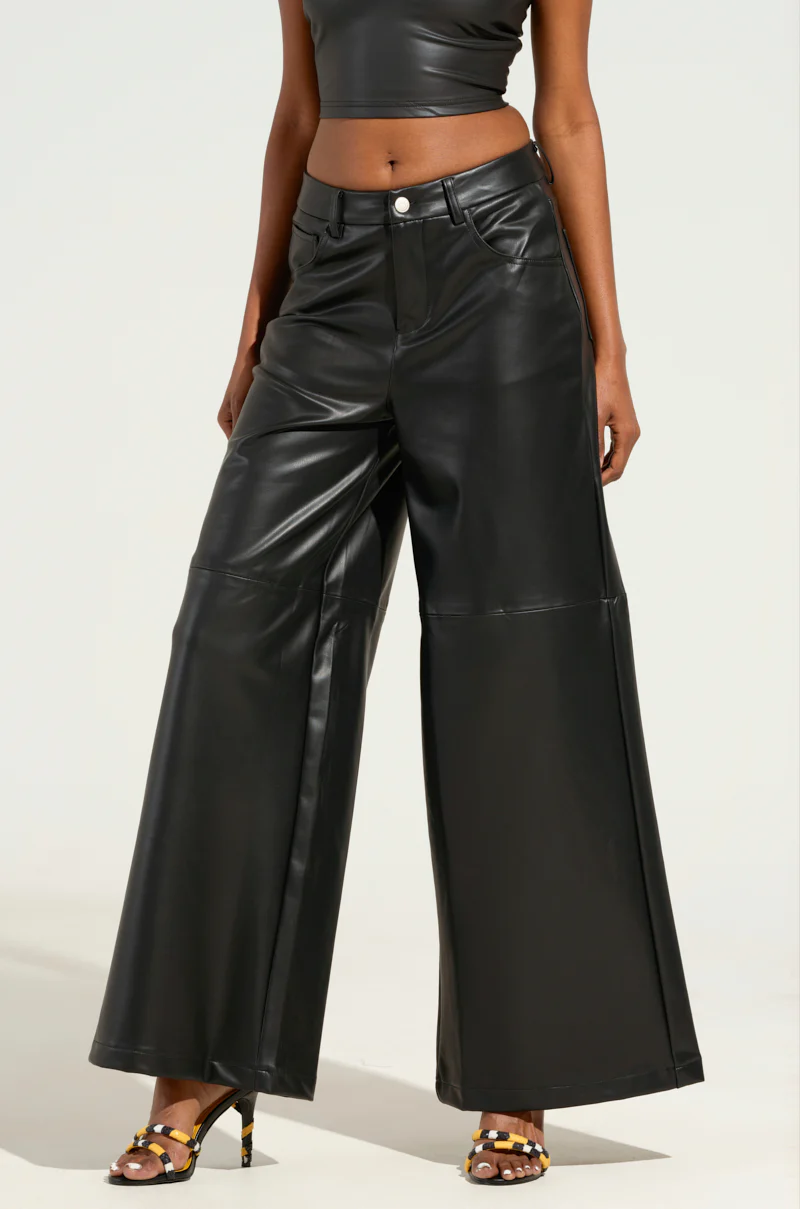 FEELS LIKE BUTTER FAUX LEATHER WIDE LEG PANTS - Image 3