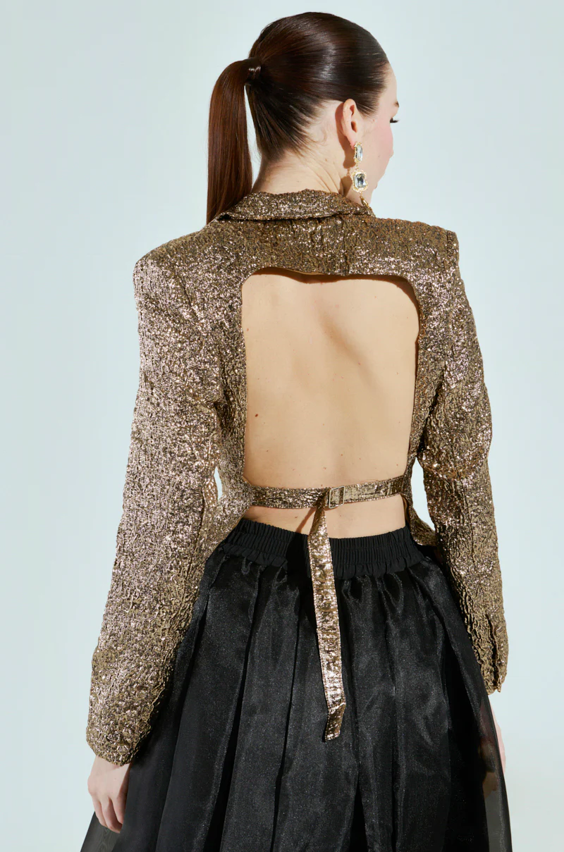 FINER THINGS BACKLESS BROCADE BLAZER - Image 6