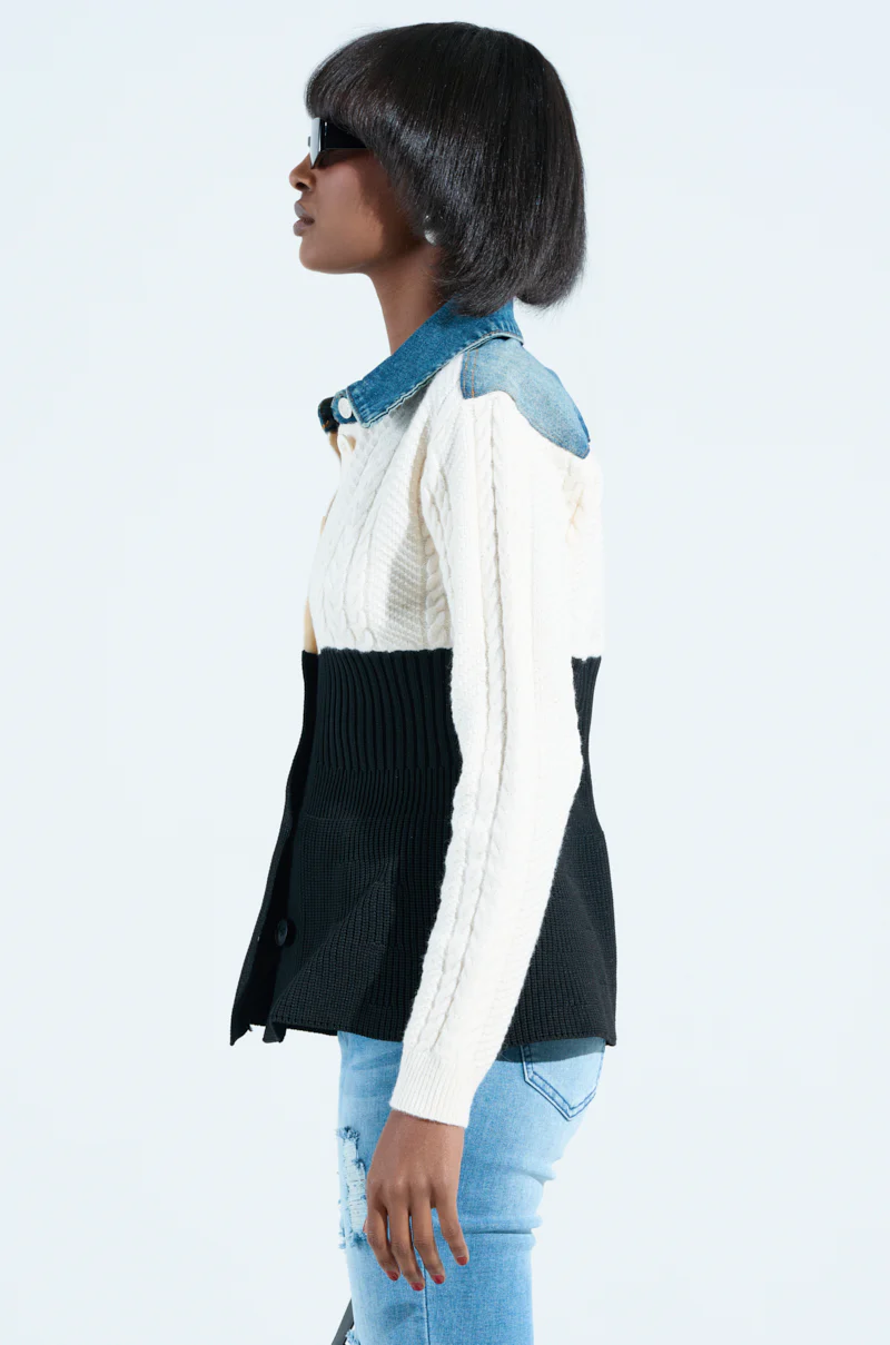 FINEST MOMENT PEPLUM DETAIL SWEATER IN IVORY - Image 3