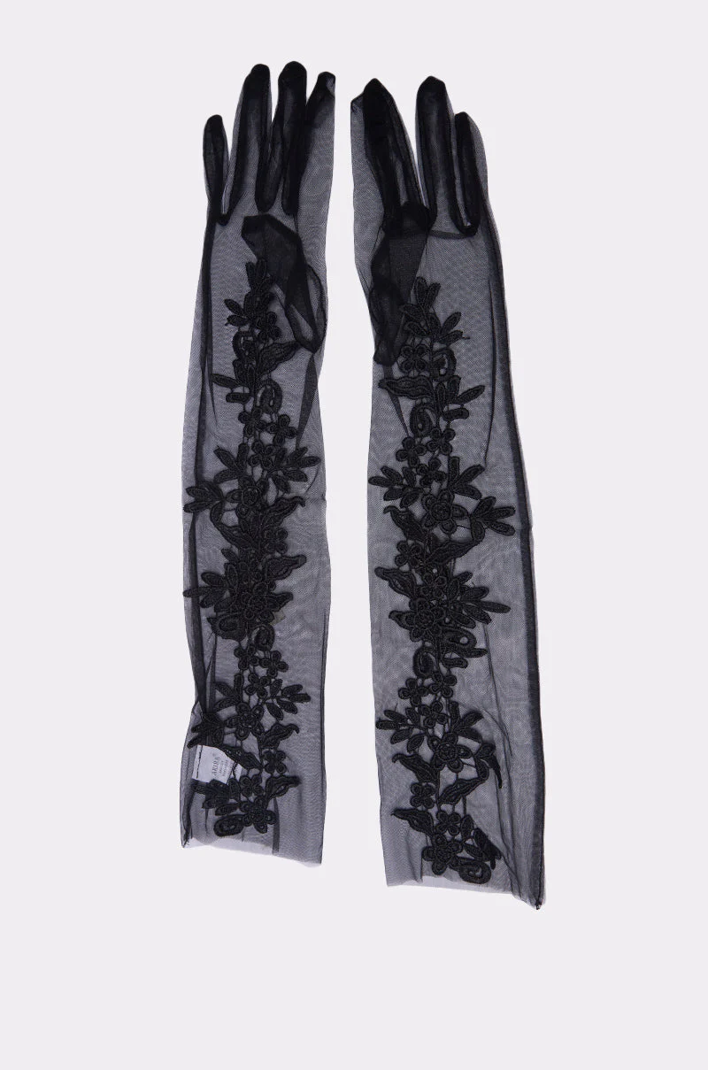 FLORA MESH GLOVE IN BLACK - Image 2