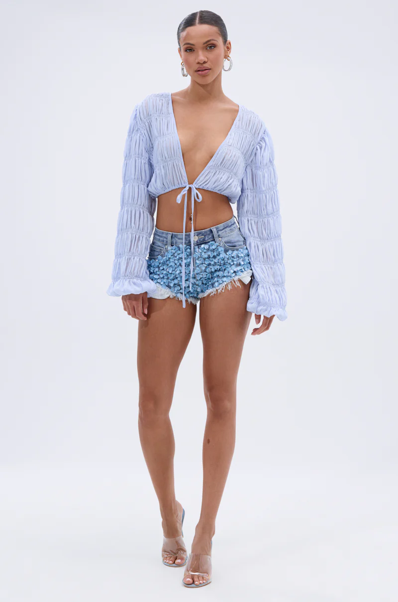 FLORAL BABY DENIM MINI SHORT - Image 6