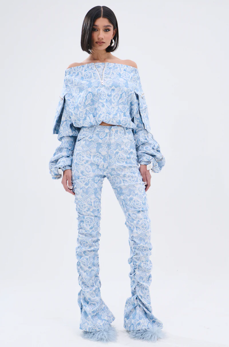 FLORAL LIFE DENIM STACKED PANT - Image 8