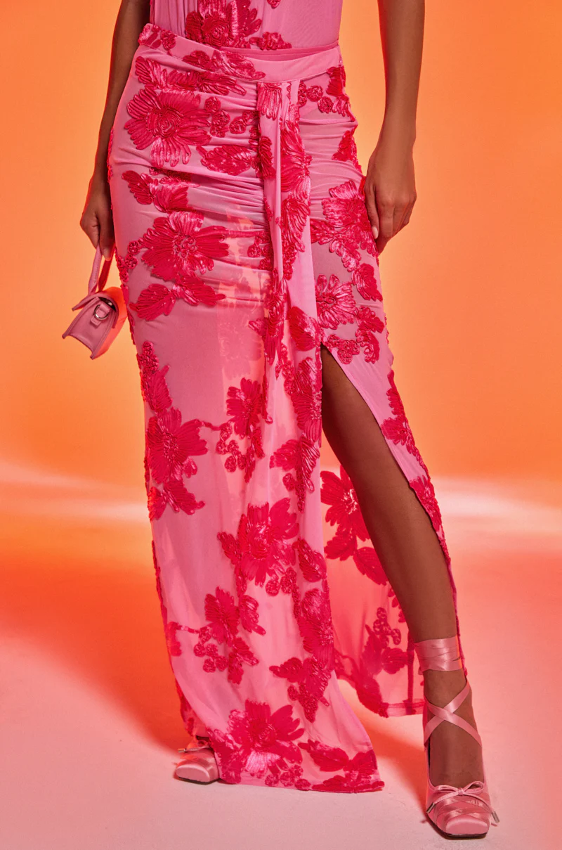 FLOWER GIRL MESH MAXI SKIRT