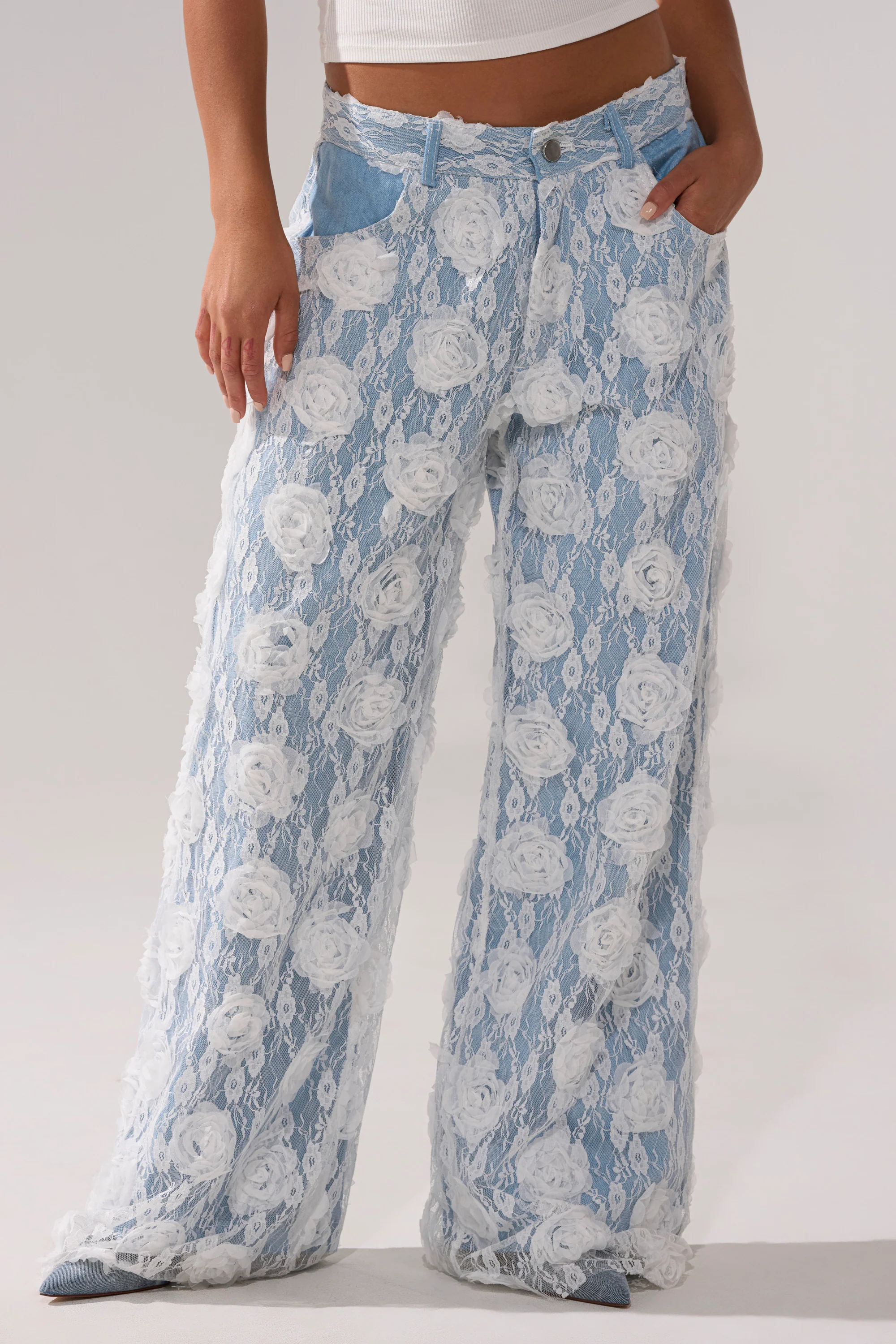 FOLLOW MY LEAD APPLIQUE WIDE LEG DENIM - Image 3
