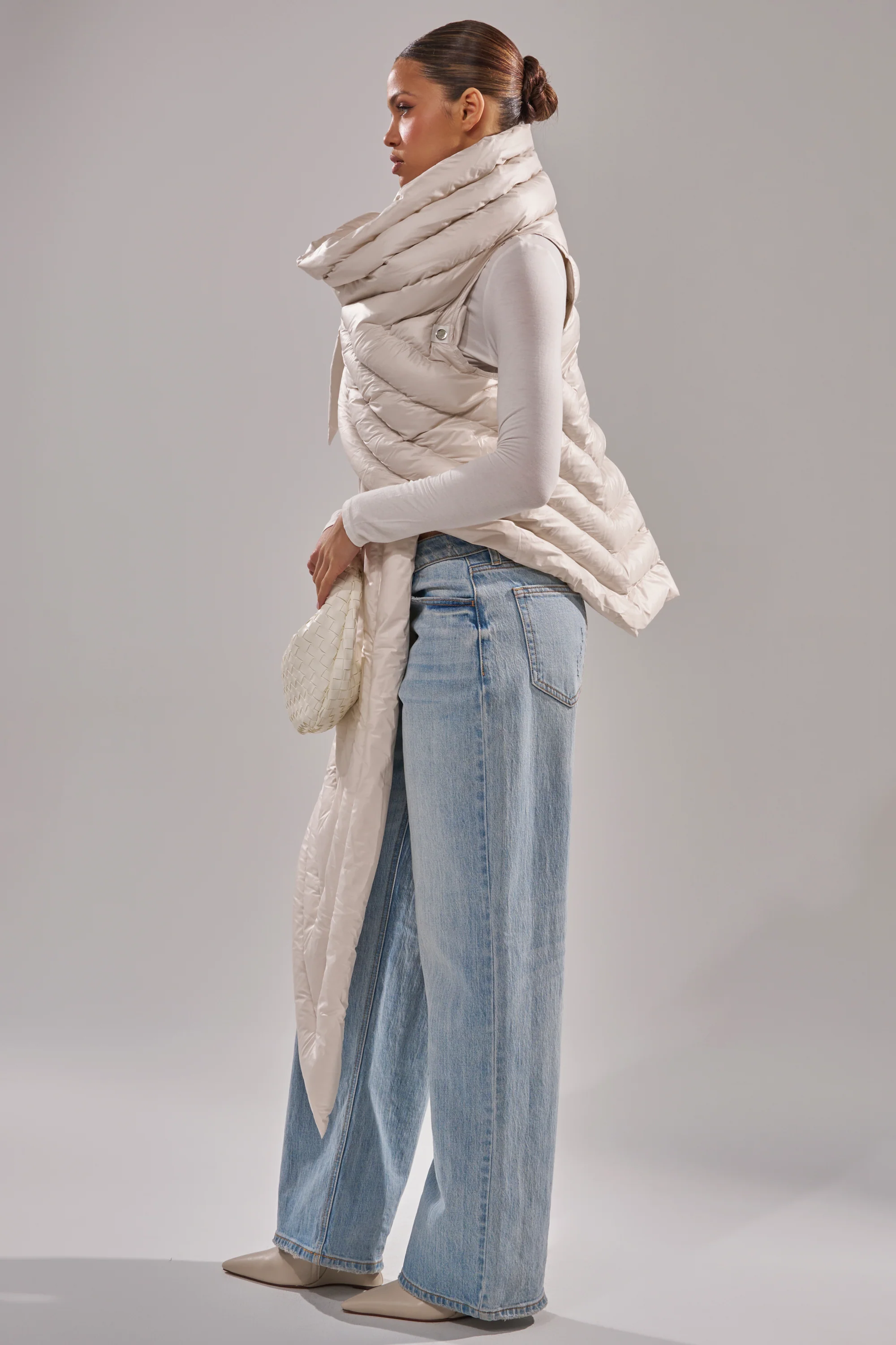 FOR THE DRAMA PUFFER VEST IN IVORY - Image 4