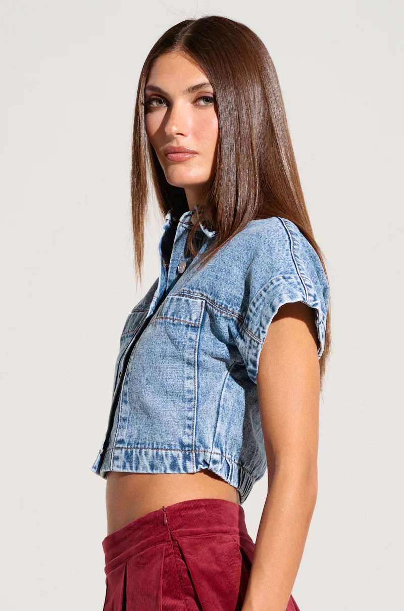 FOREVER THAT GIRL DENIM BUTTON UP SHIRT - Image 3