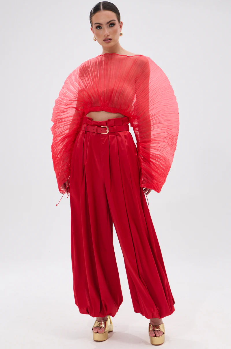FORTUNE'S FAVORITE ORGANZA CROP TOP IN RED - Image 10