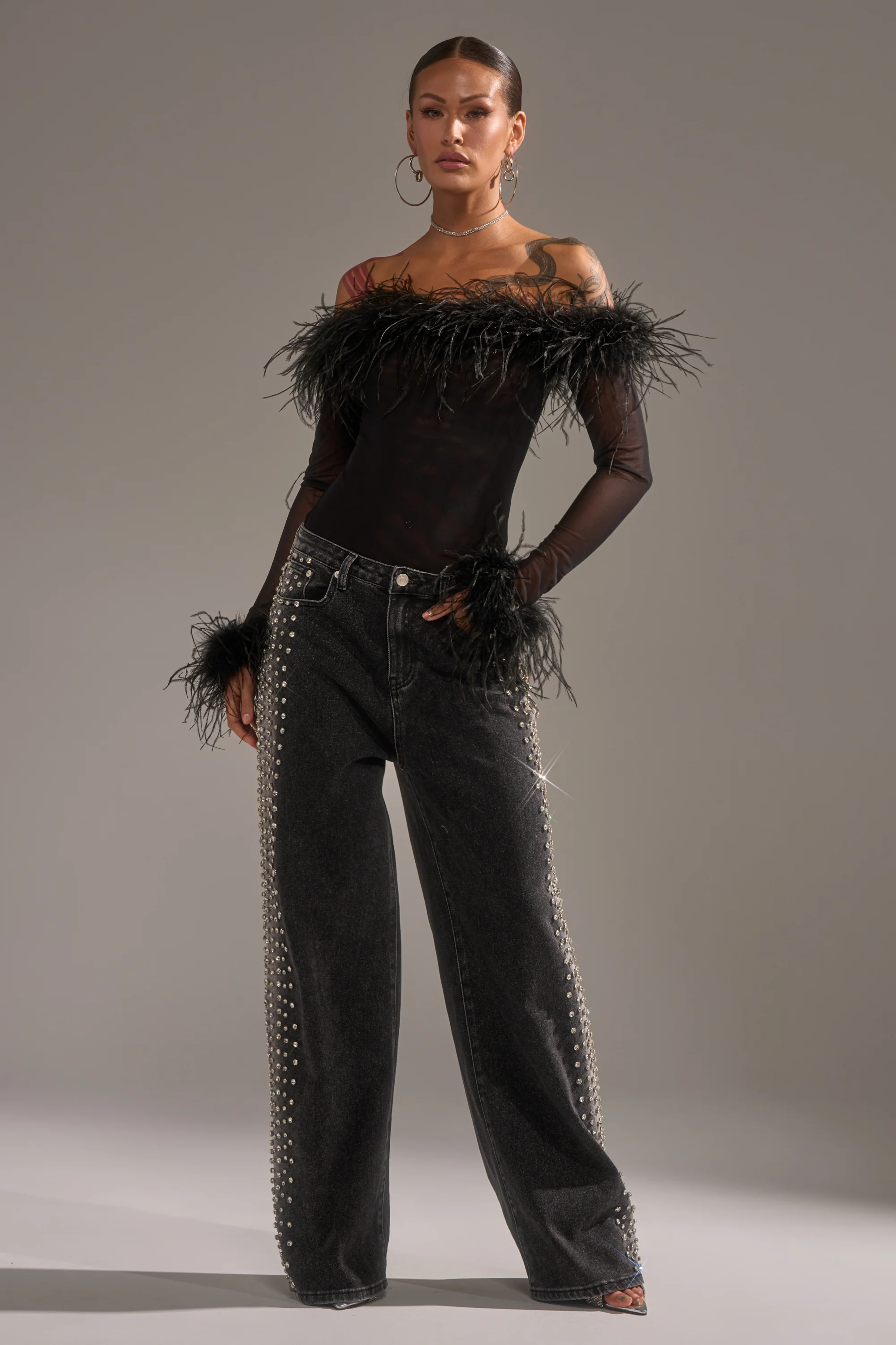FREAKING FIRE EMBELLISHED DENIM - Image 4