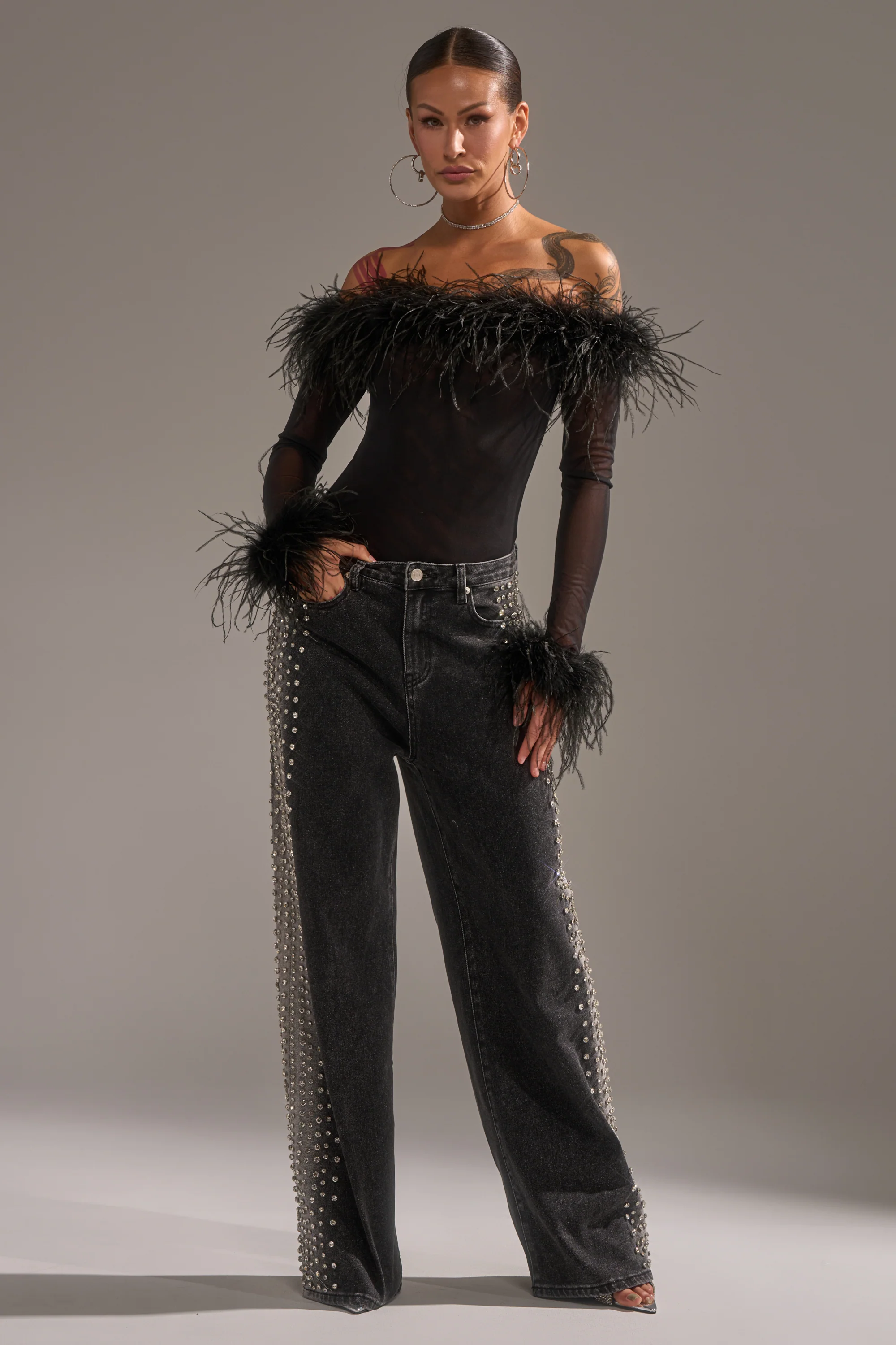 FREAKING FIRE EMBELLISHED DENIM - Image 5