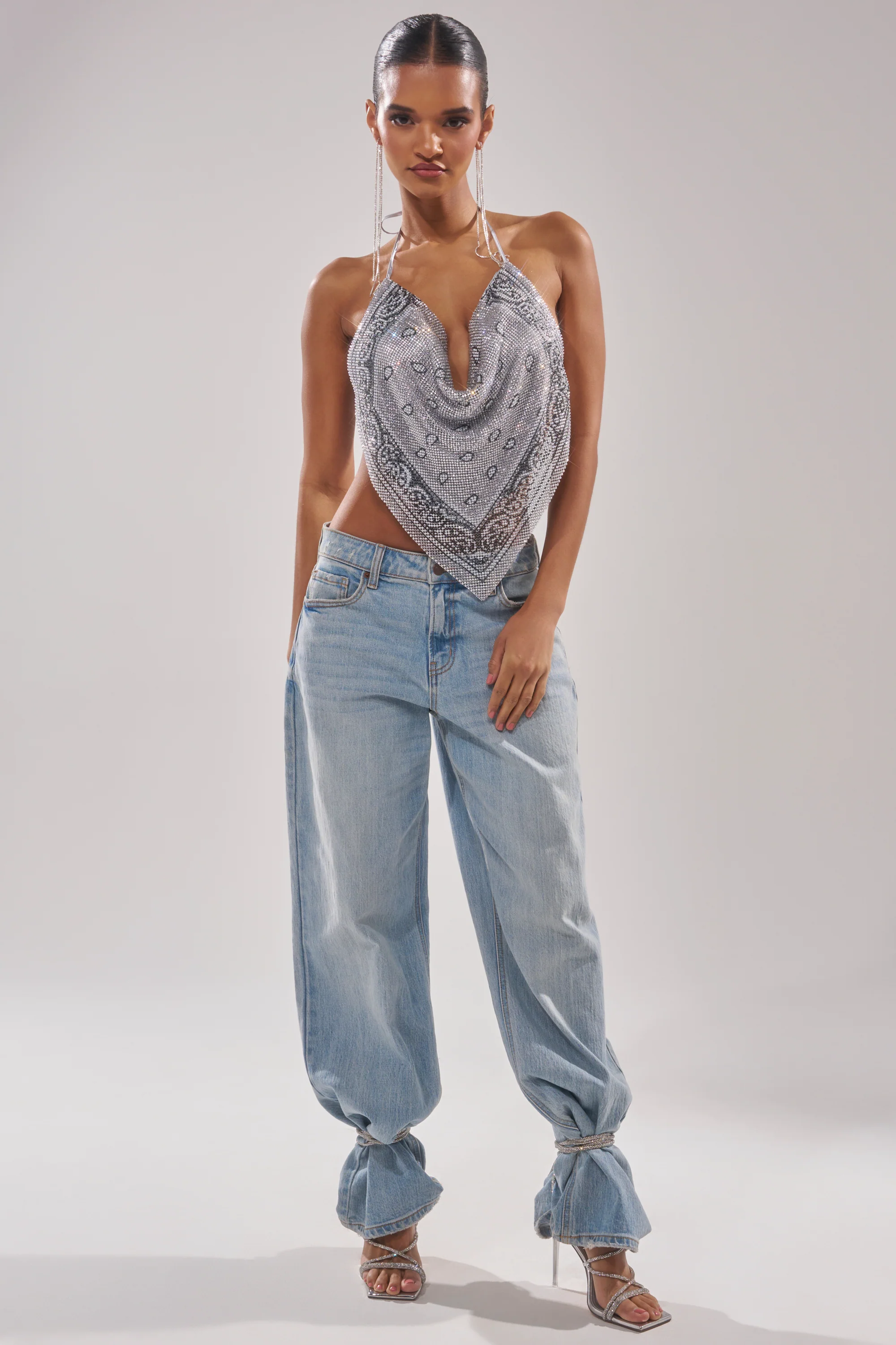 FREESTYLE RHINESTONE COWL NECK TOP - Image 8