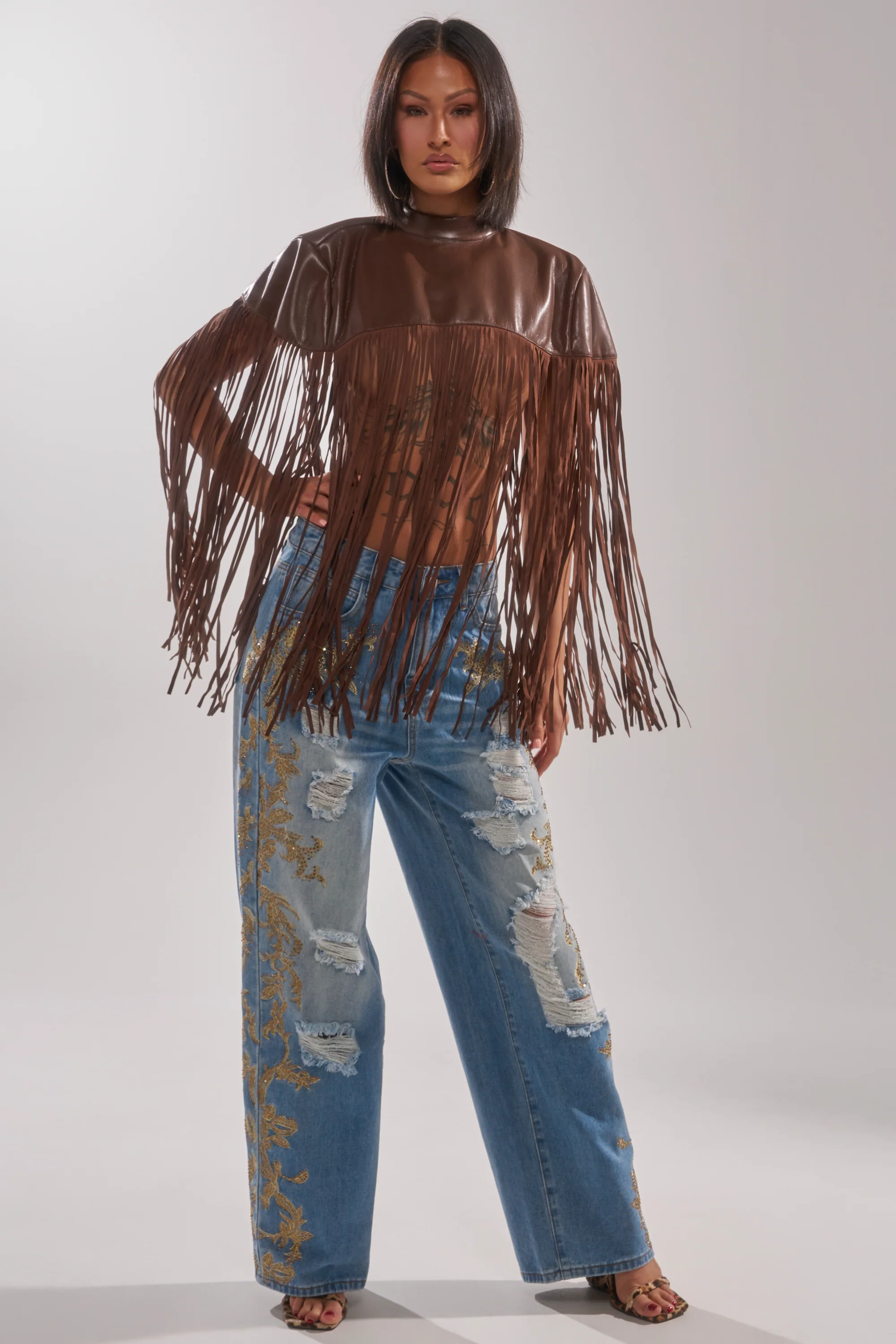 FRINGE FOR DAYS FAUX LEATHER TOP - Image 7