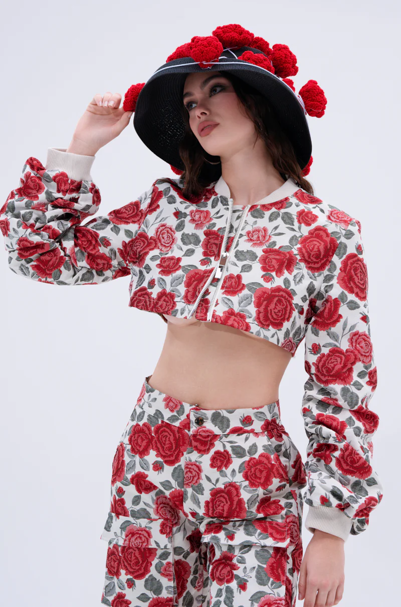 FULL OF ROSES CROPPED BOMBER - Image 2