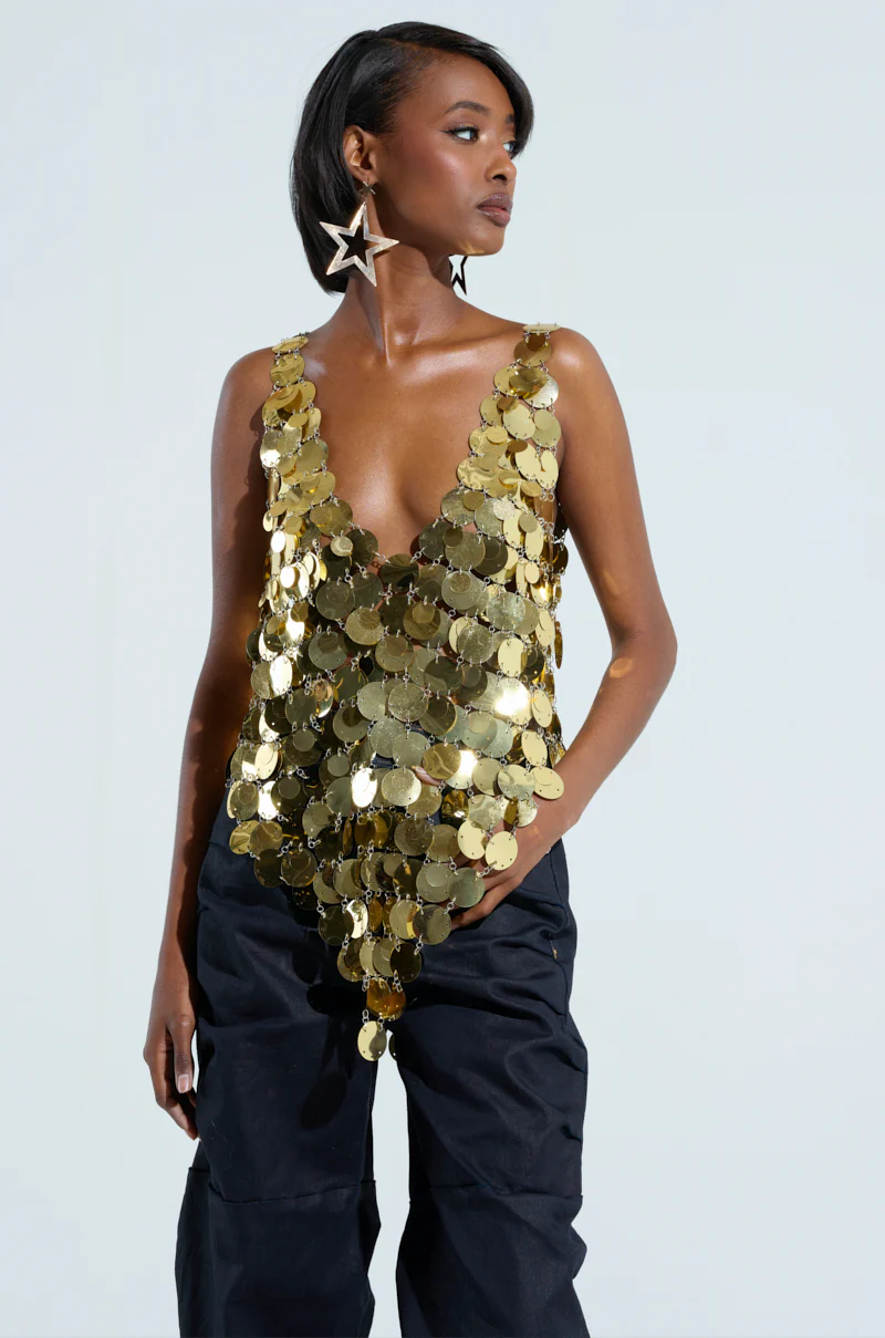 GET ME BODIED GOLD SEQUIN TOP - Image 2
