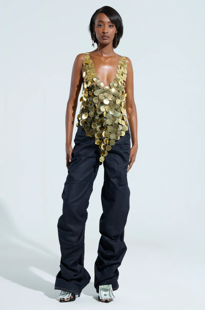 GET ME BODIED GOLD SEQUIN TOP - Image 4
