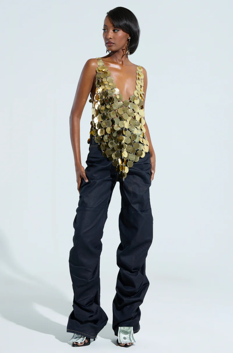 GET ME BODIED GOLD SEQUIN TOP - Image 5