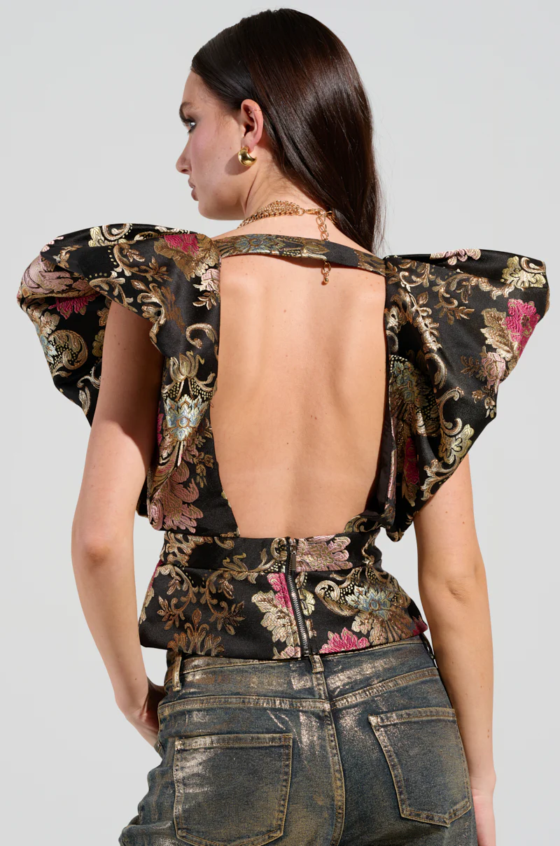 GET MY CLOSE UP FLORAL BROCADE BLOUSE - Image 4