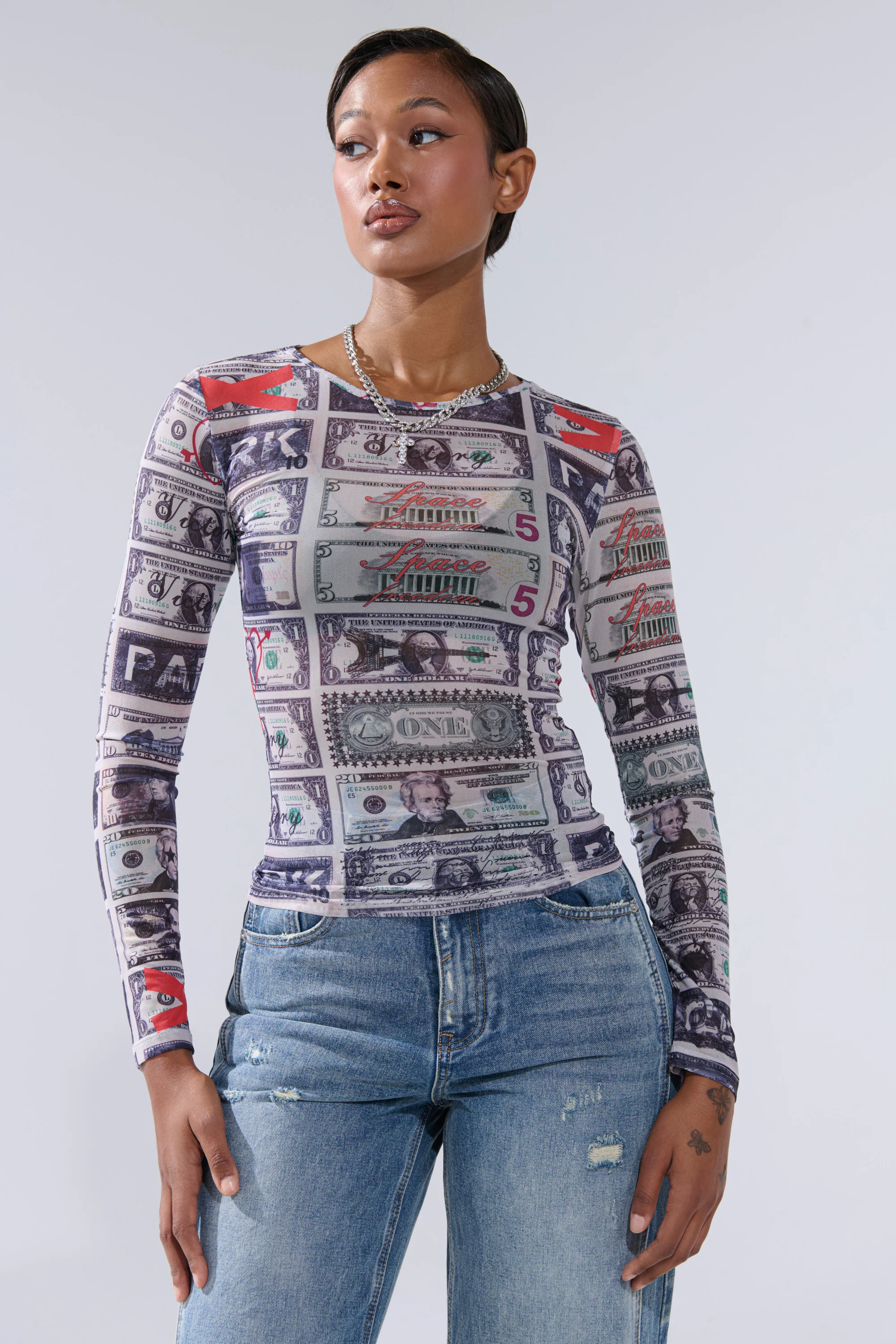 GIMME THE MONEY MESH LONG SLEEVE - Image 3