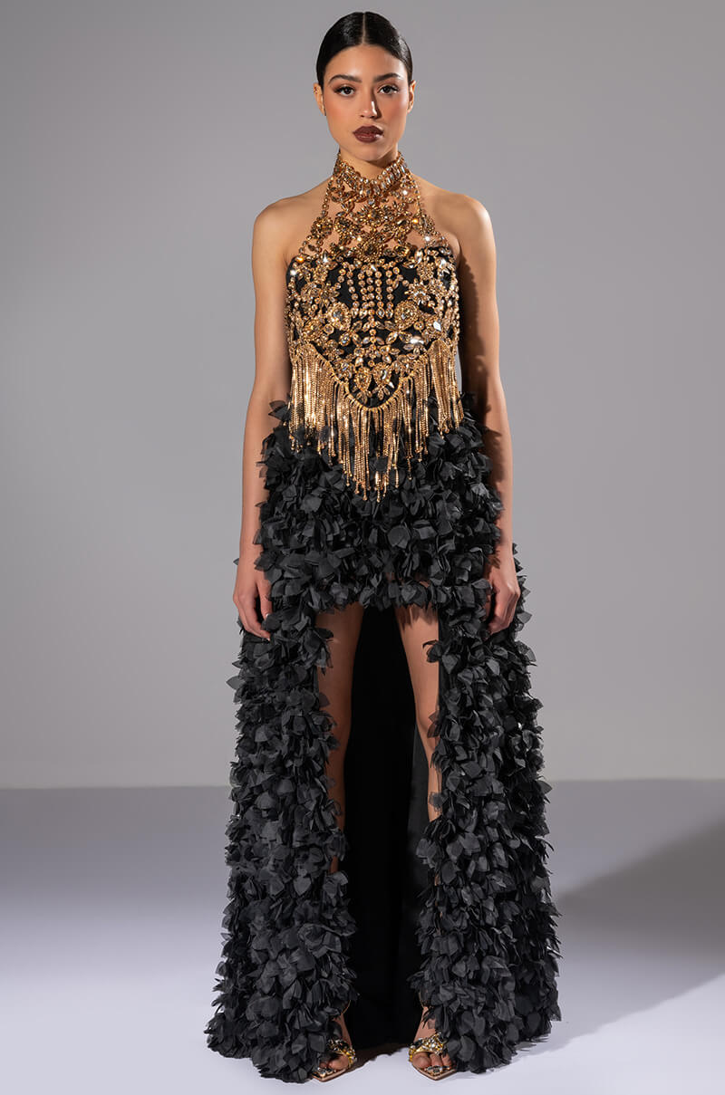 GIRL ON FIRE CASCADING HIGH LOW TUBE DRESS - Image 4