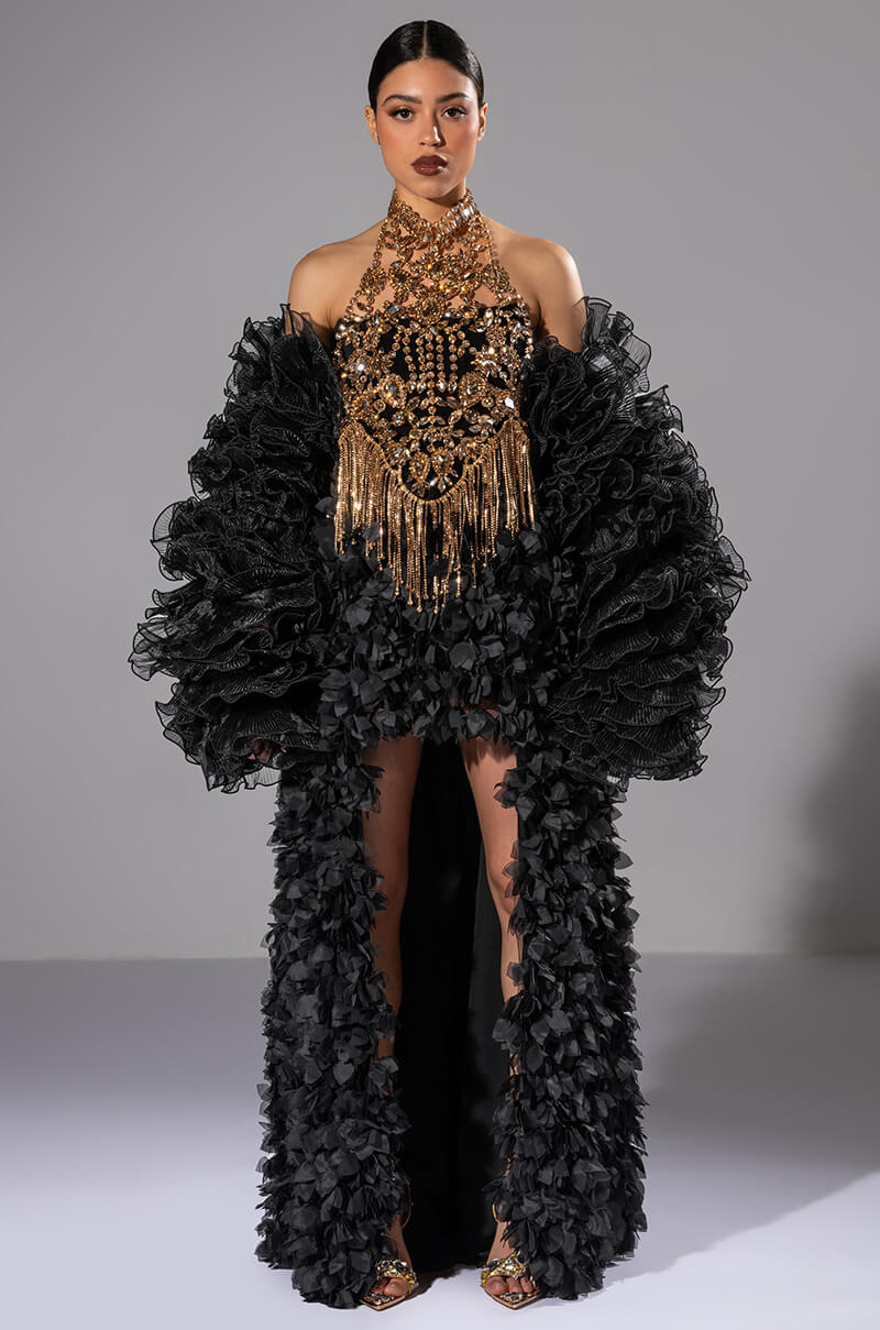 GIRL ON FIRE CASCADING HIGH LOW TUBE DRESS - Image 5