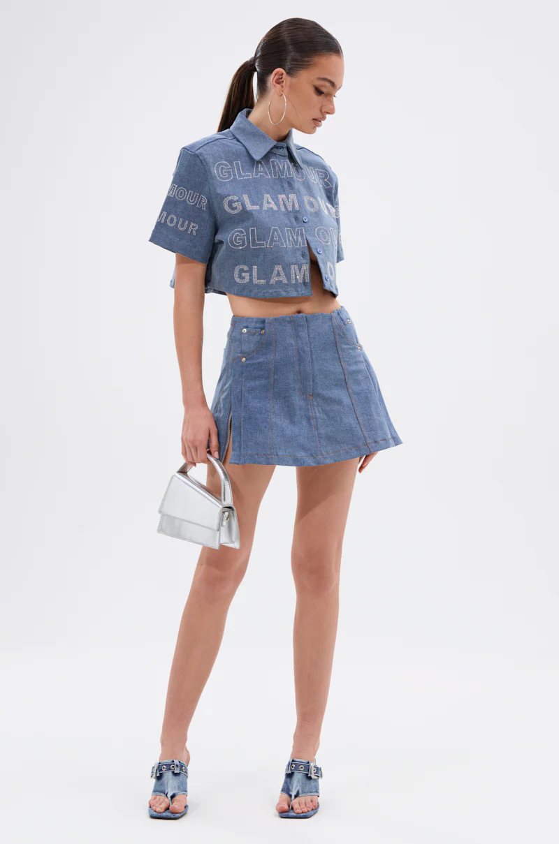 GLAM SQUAD DENIM MINI SKIRT - Image 6