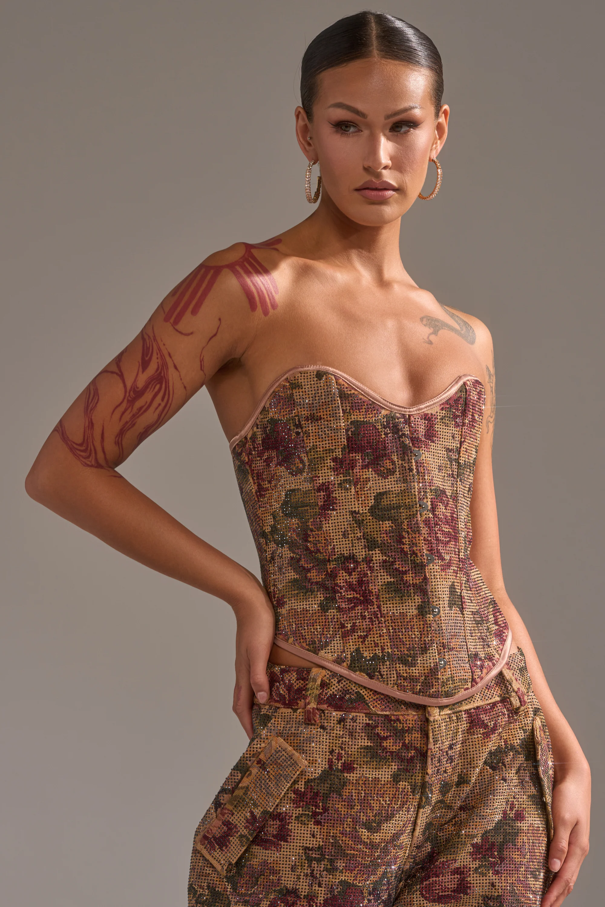 GLAM SQUAD RHINESTONE BROCADE CORSET - Image 2