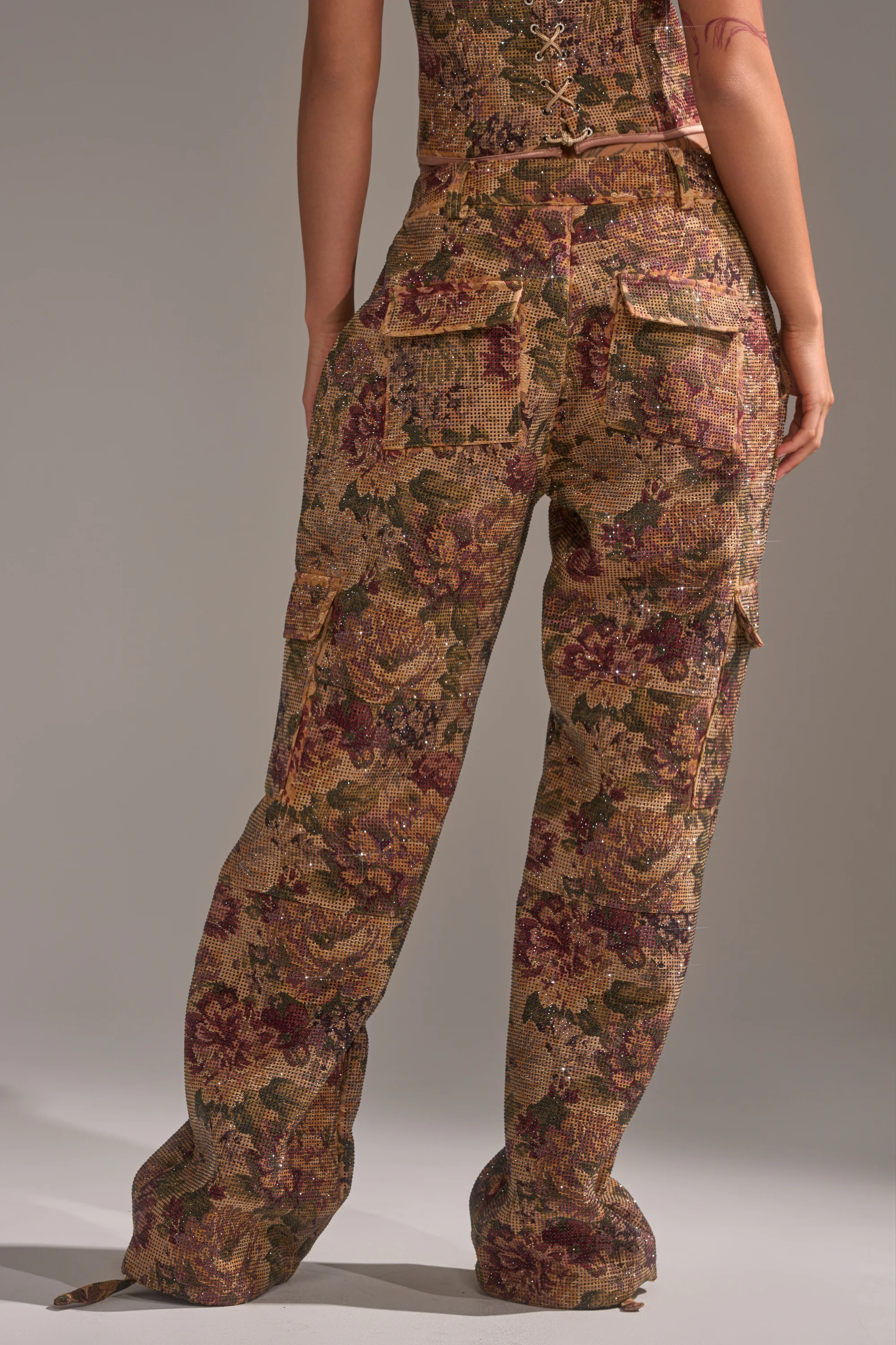 GLAM SQUAD RHINESTONE BROCADE TROUSER - Image 6
