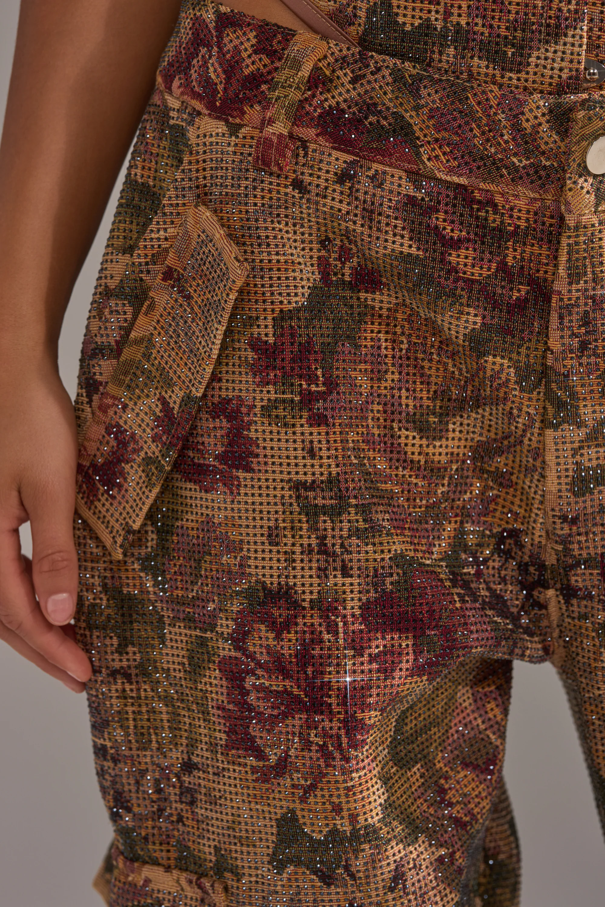 GLAM SQUAD RHINESTONE BROCADE TROUSER - Image 8