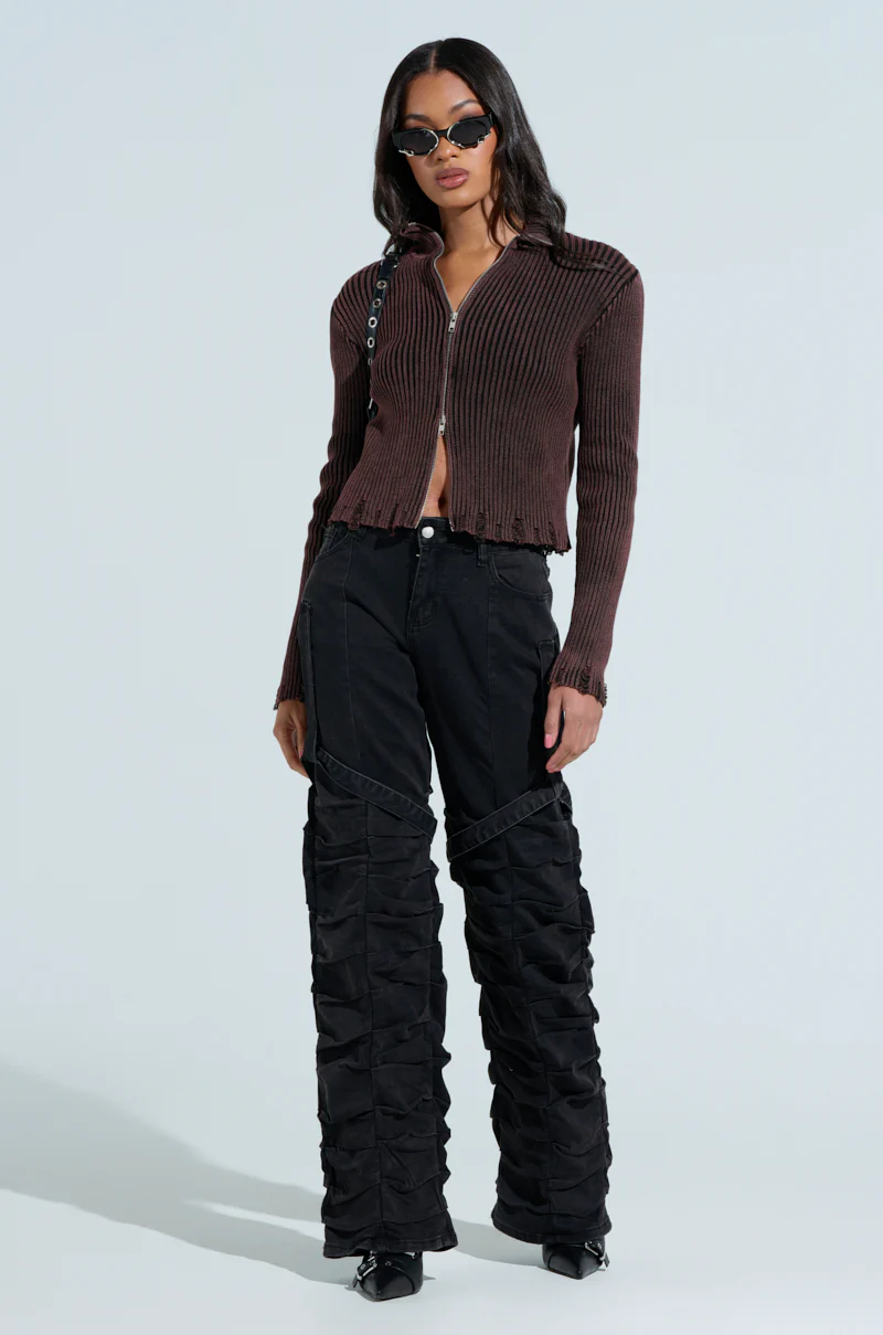 GOING CRAZY BLACK DENIM PANT WITH BUCKLE - Image 5