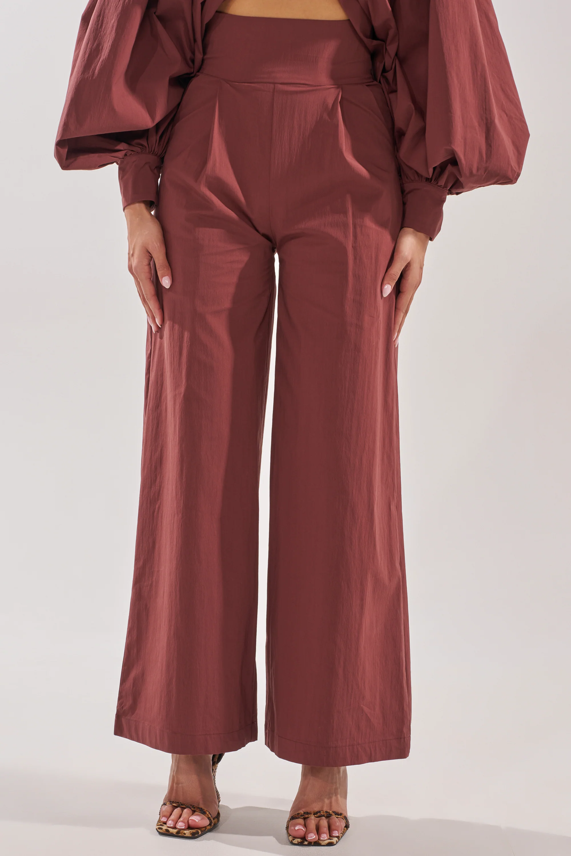 GOLD COAST WIDE LEG PALAZZO PANT IN BROWN - Image 3