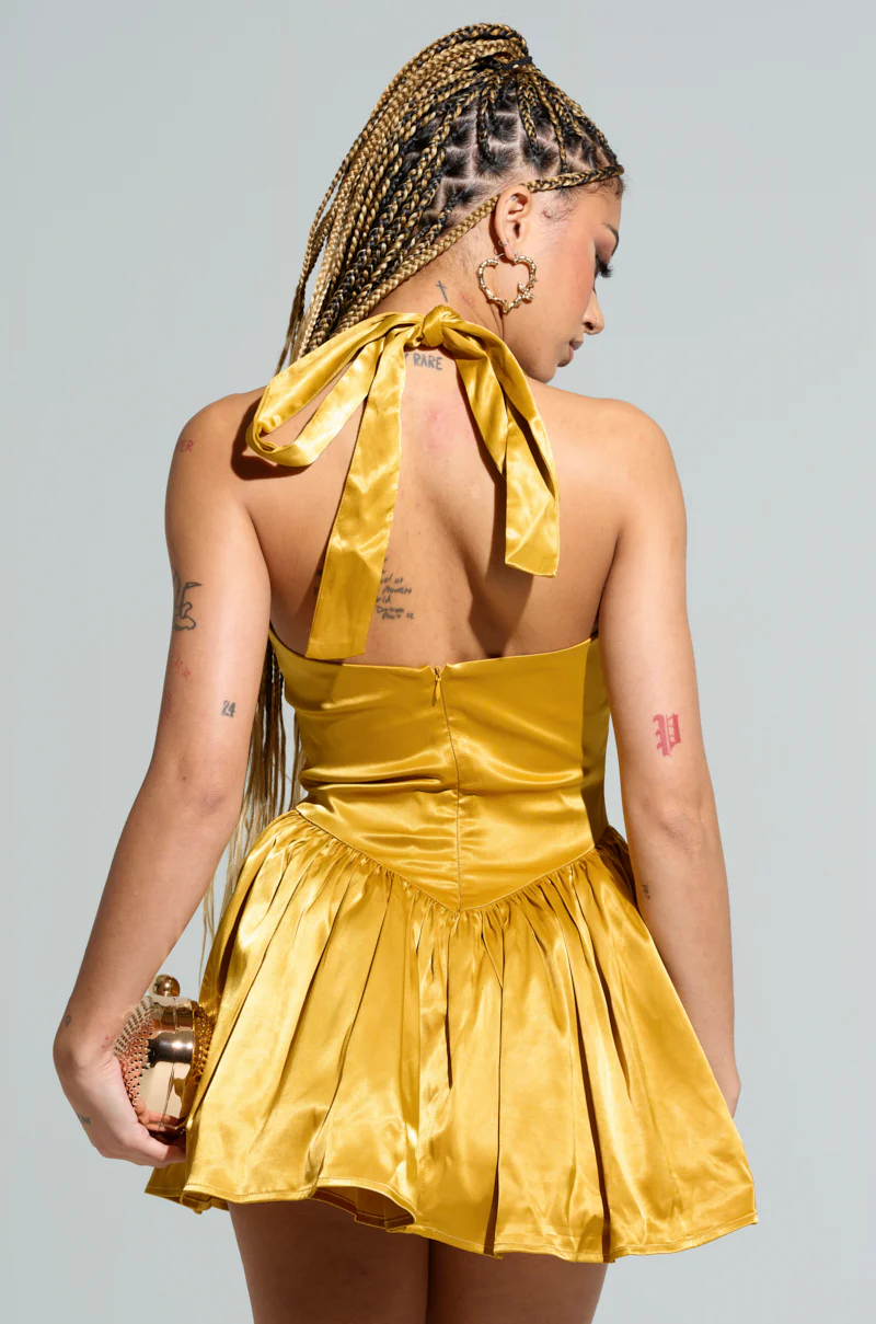 GOLDEN LIKE DAYLIGHT SATIN MINI DRESS - Image 5