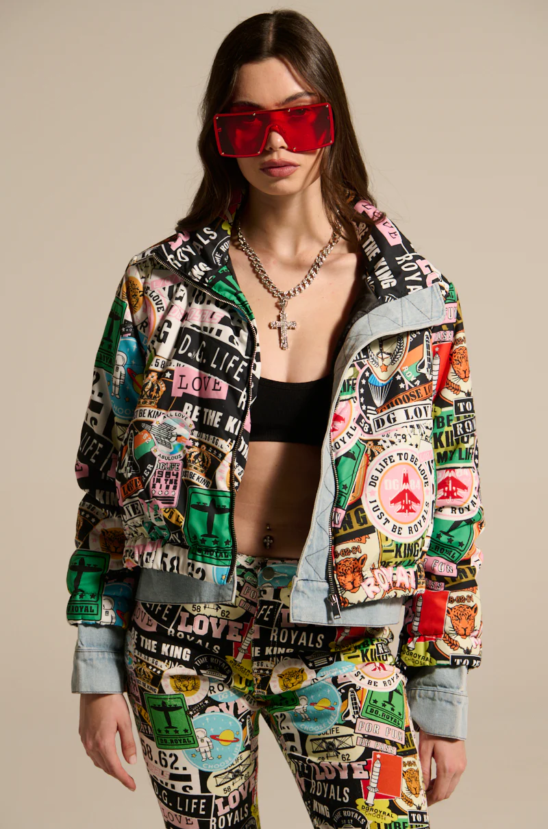 GREEN LIGHT LAYERED GRAPHIC BOMBER - Image 2