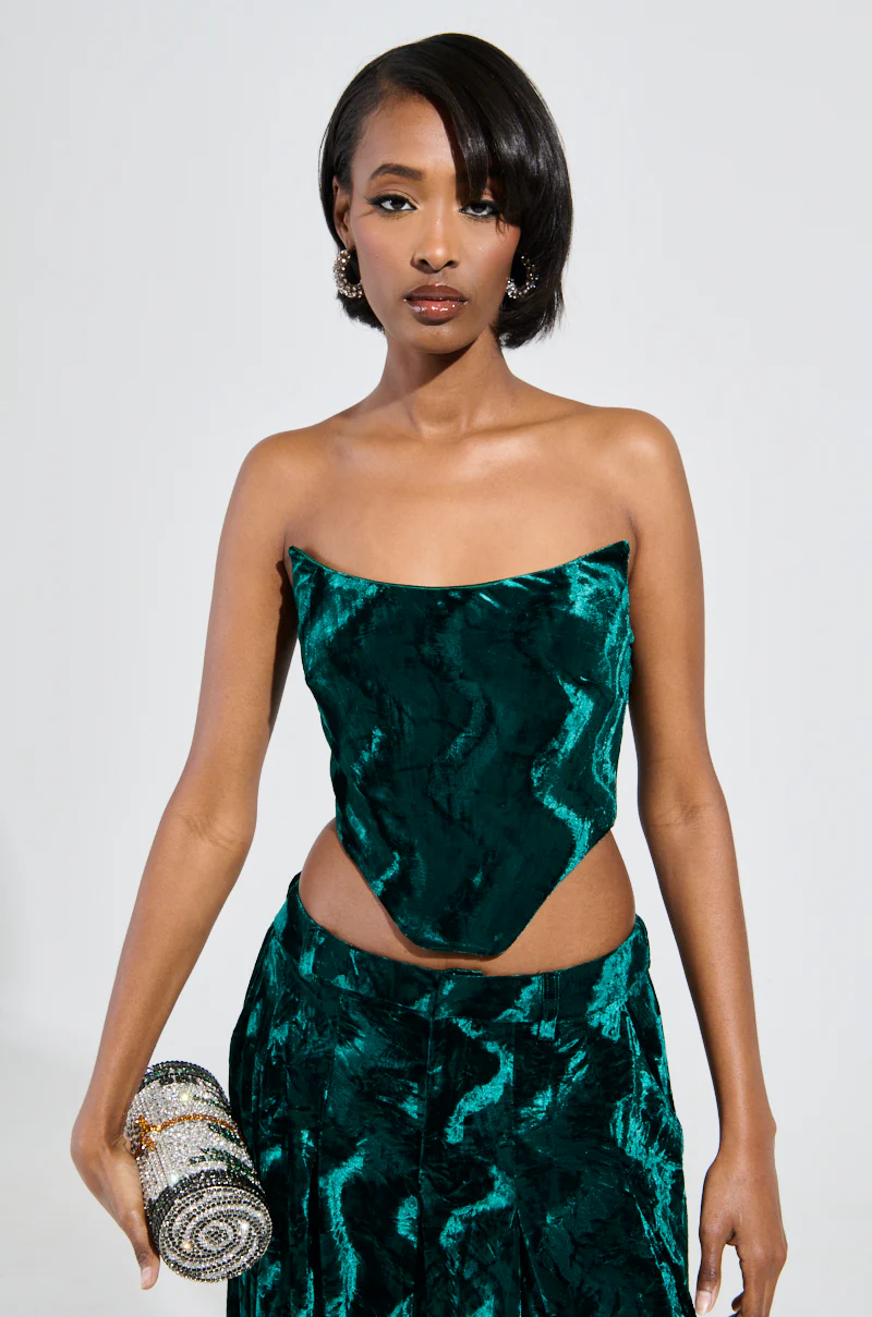 GREEN WITH ENVY VELVET CORSET TOP - Image 2