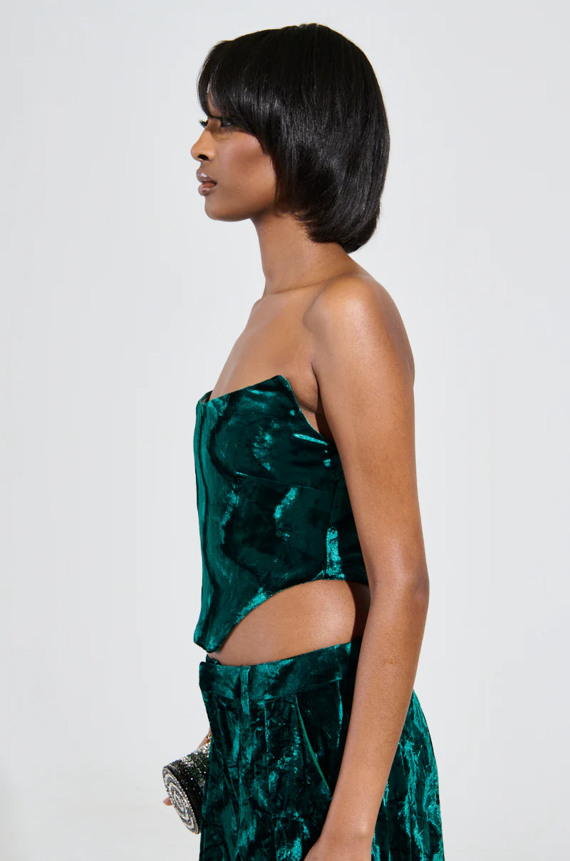 GREEN WITH ENVY VELVET CORSET TOP - Image 3