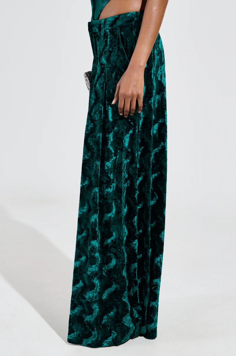 GREEN WITH ENVY VELVET WIDE LEG TROUSER - Image 4
