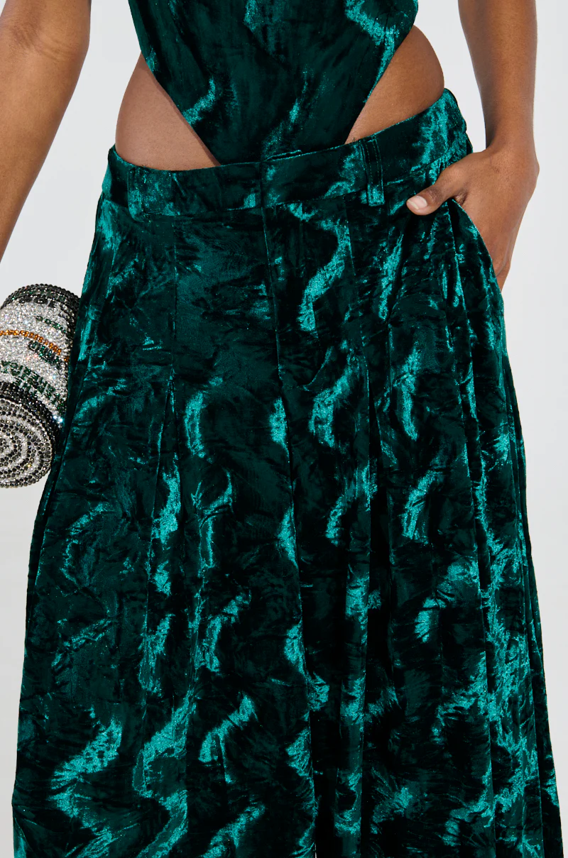 GREEN WITH ENVY VELVET WIDE LEG TROUSER - Image 8