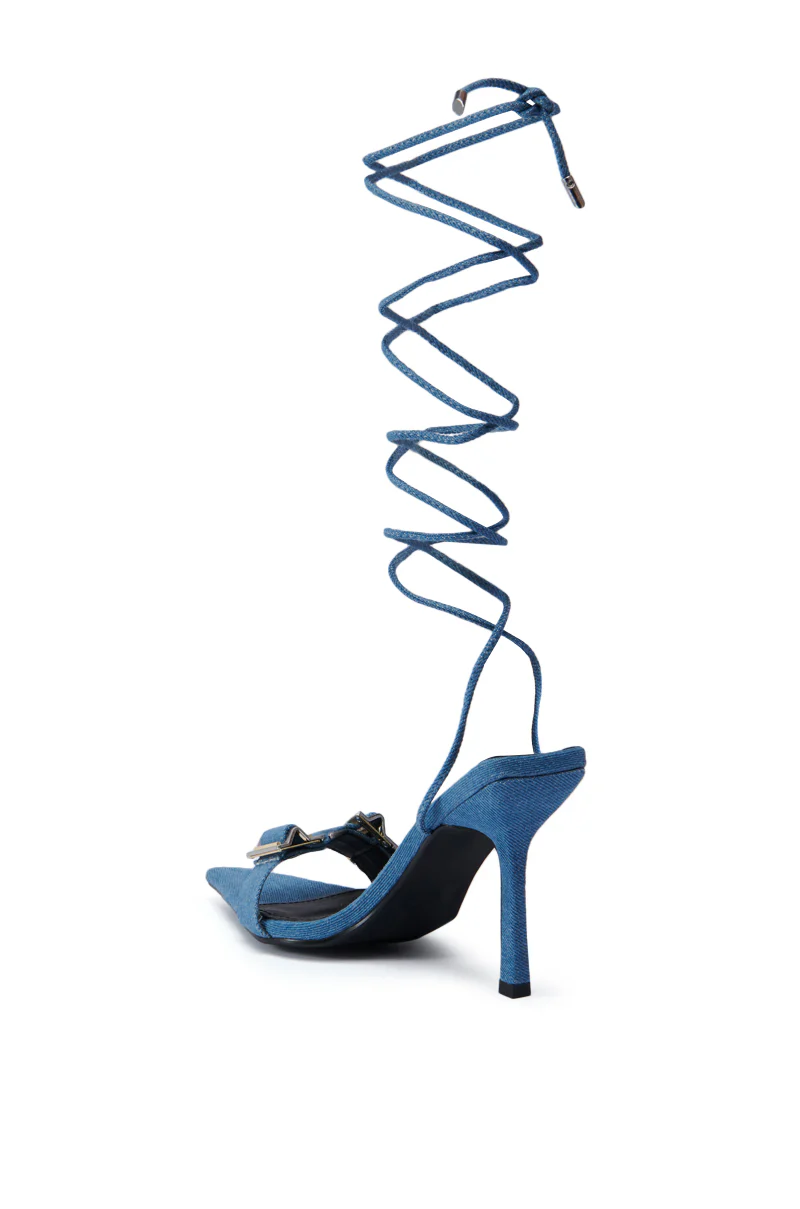 GROUND WORK DENIM POINTED TOE SILVER HARDWARE SANDAL - Image 5